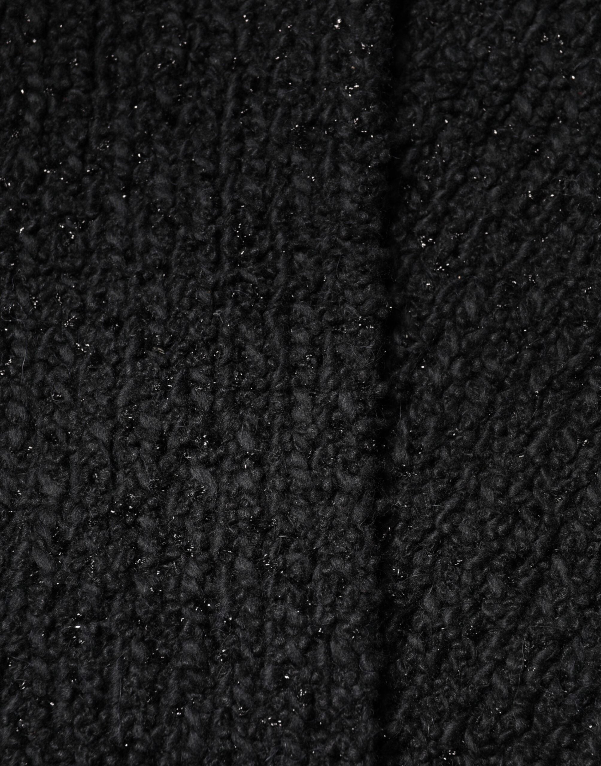 Dolce & Gabbana Schwarzer Kaschmir-Strickschal mit Fransen