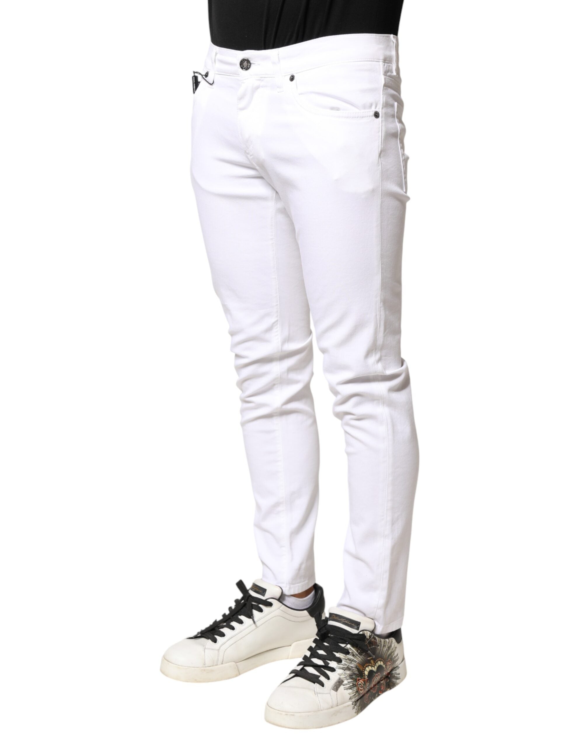 Dolce & Gabbana Weiße Skinny Jeans aus Baumwoll-Stretch für Herren