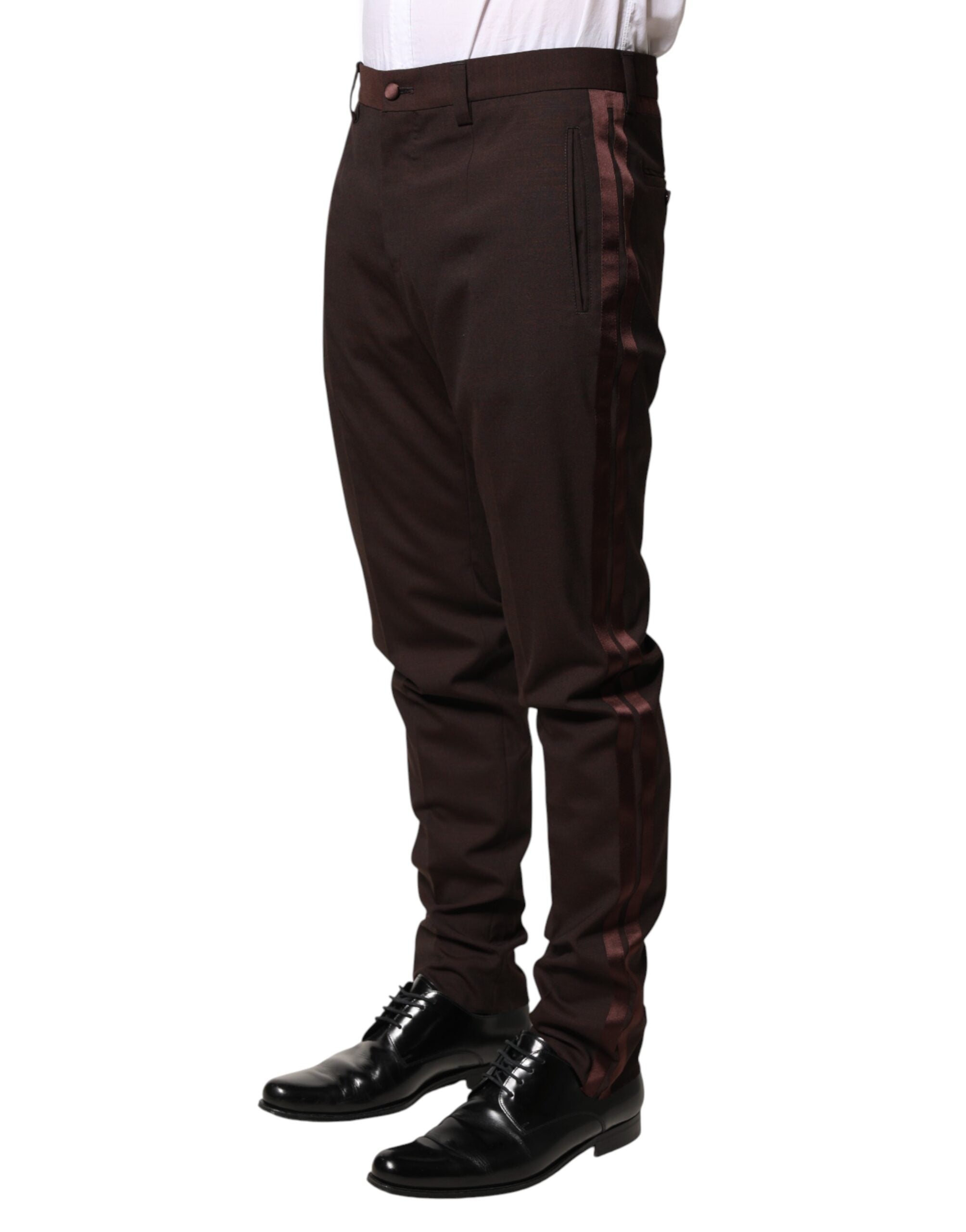 Dolce & Gabbana Braune Herren-Anzughose aus Polyester