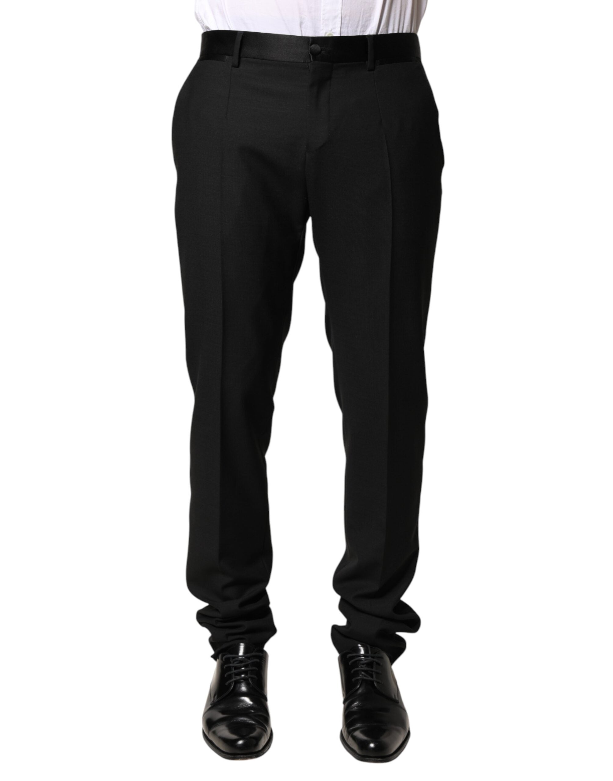 Dolce & Gabbana Schwarze Wollhose für Herren mit mittlerer Taille