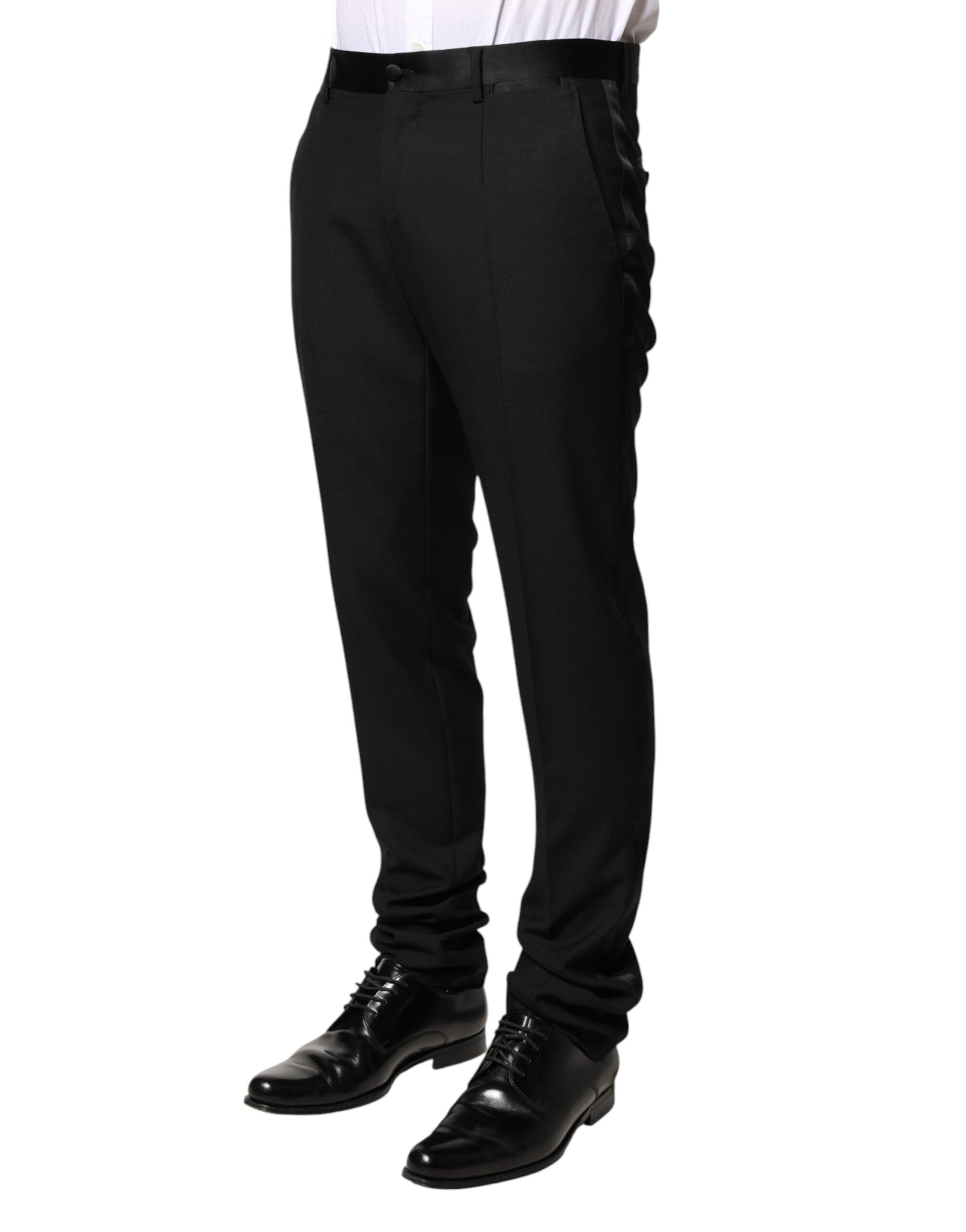 Dolce & Gabbana Schwarze Wollhose für Herren mit mittlerer Taille