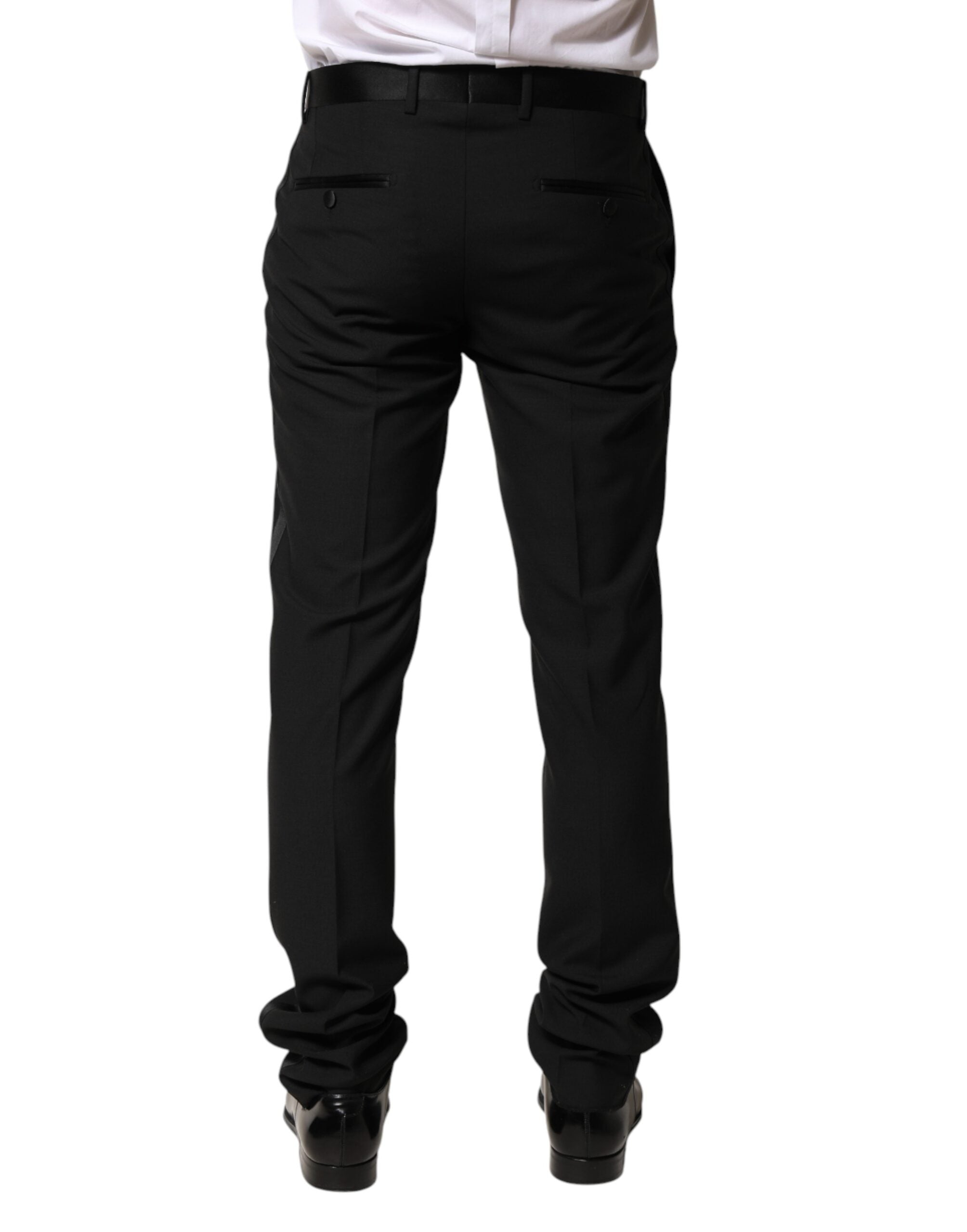 Dolce & Gabbana Schwarze Wollhose für Herren mit mittlerer Taille