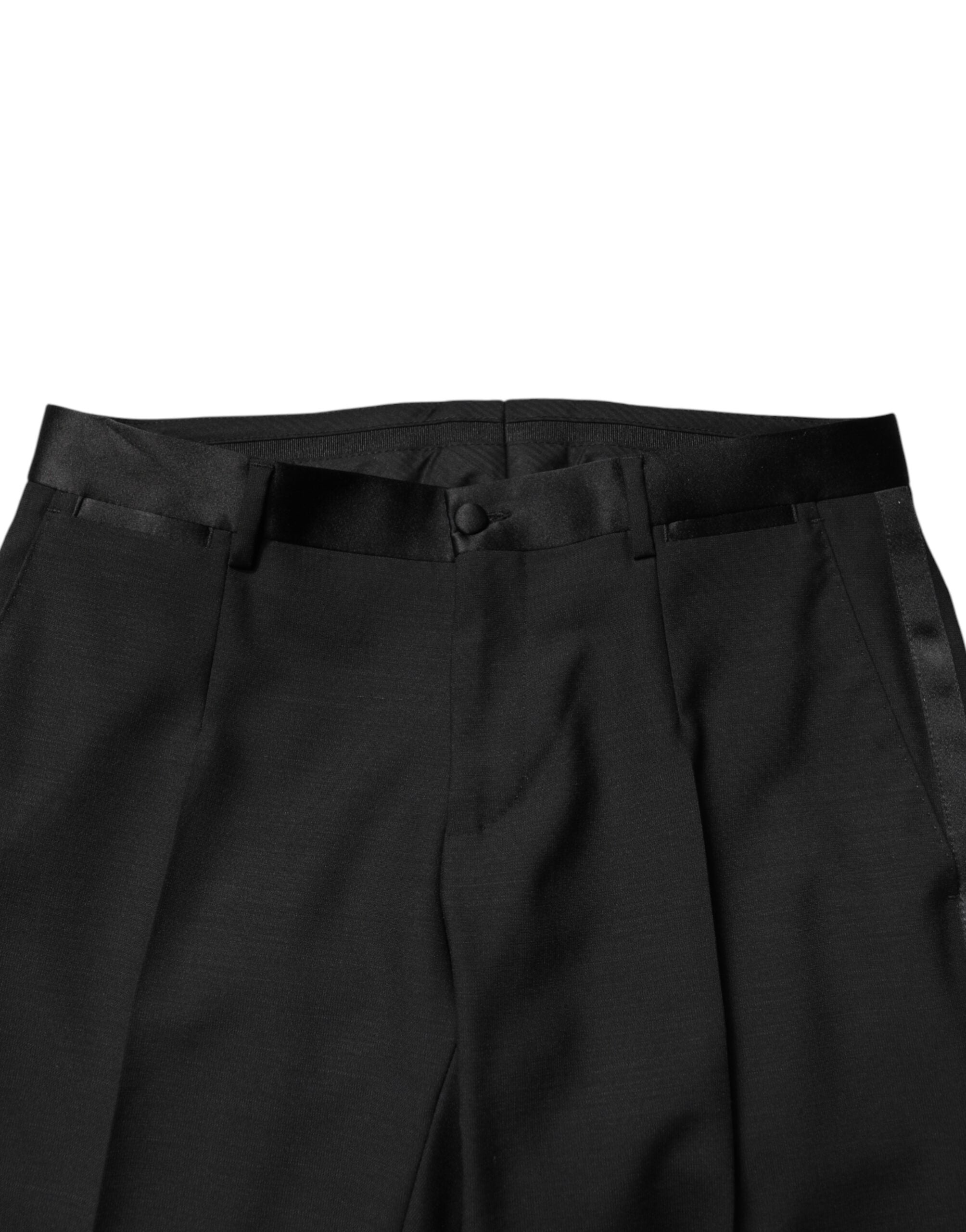 Dolce & Gabbana Schwarze Wollhose für Herren mit mittlerer Taille