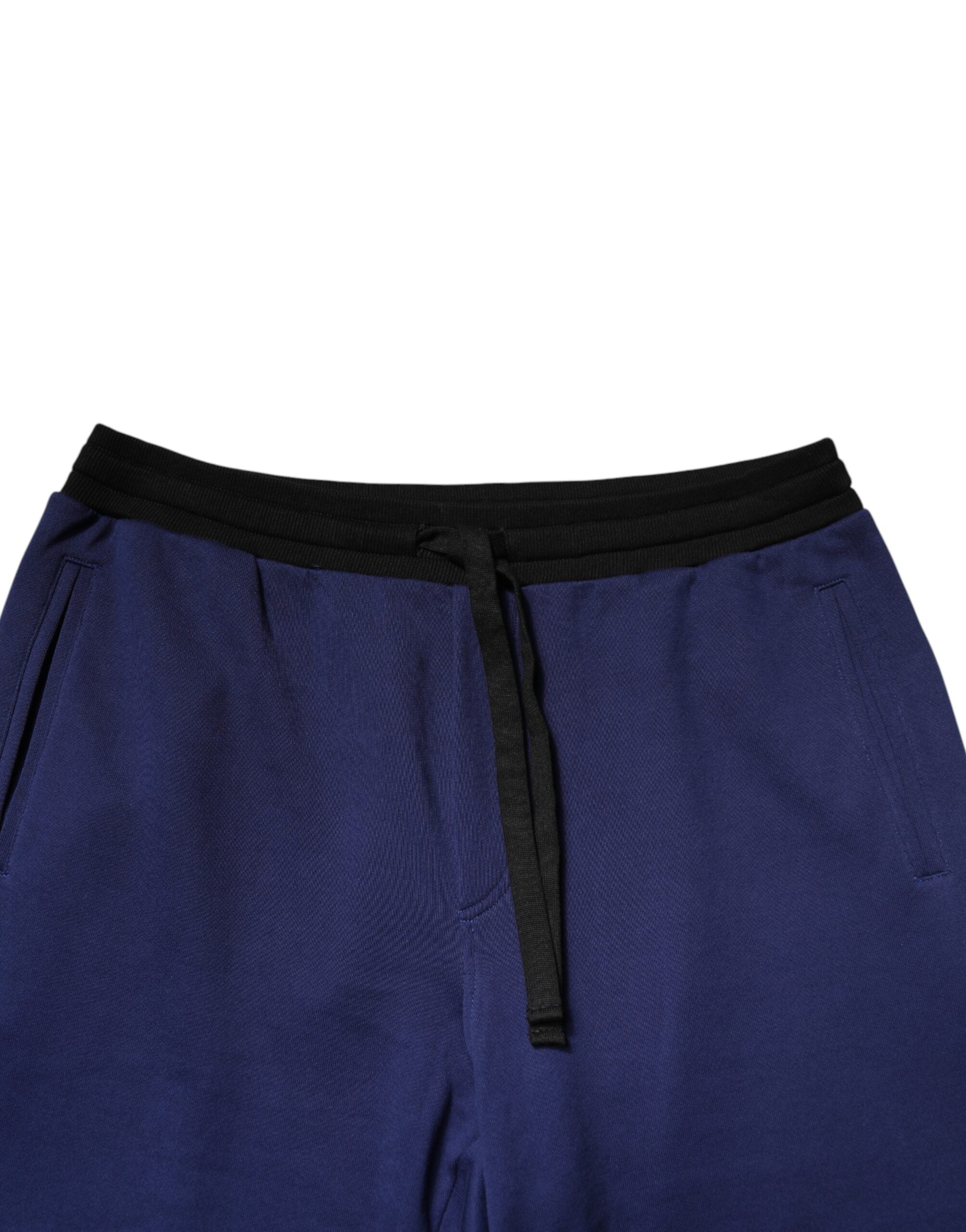 Dolce & Gabbana Blaue Baumwoll-Jogginghose mit mittlerer Taille