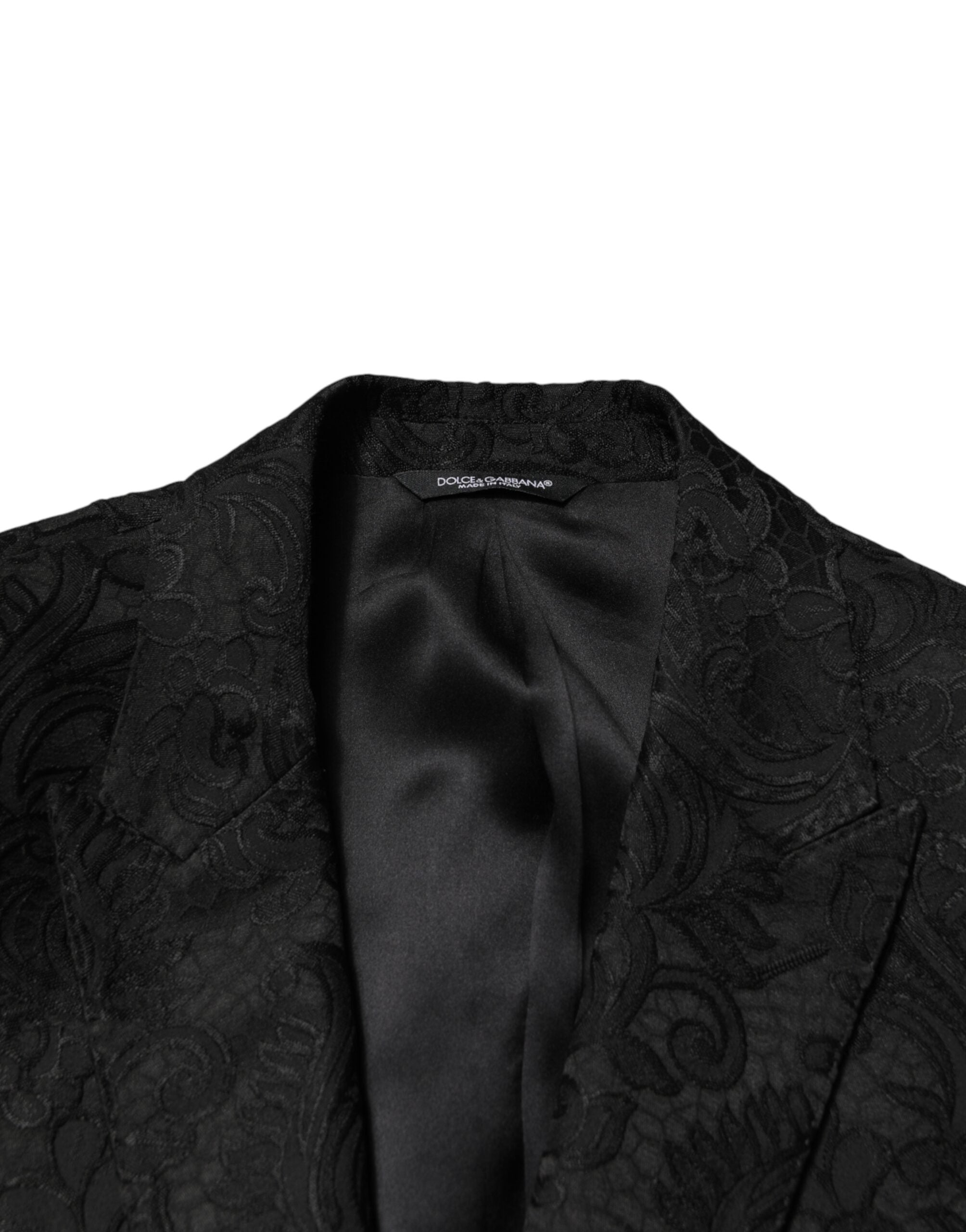 Dolce & Gabbana Schwarzer Brokat-Anzug mit einem Knopf, zweiteilig