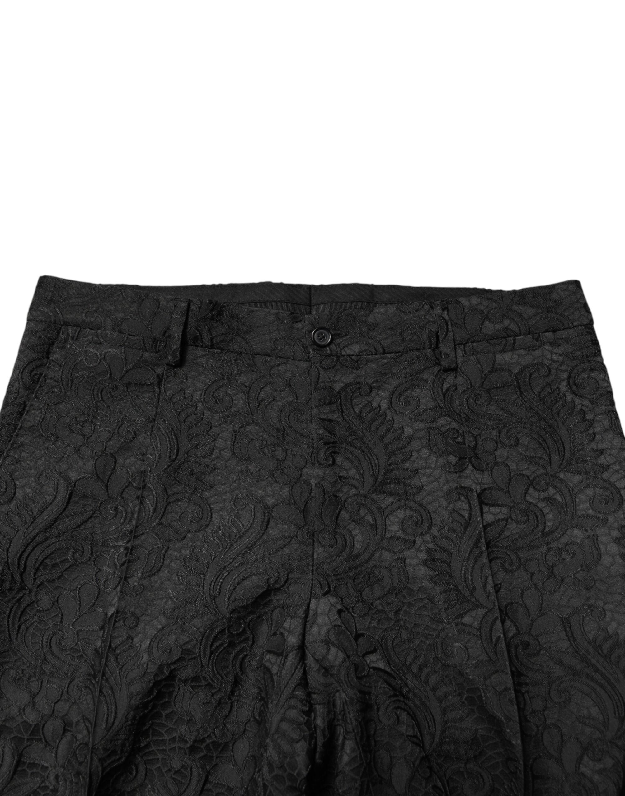 Dolce & Gabbana Schwarzer Brokat-Anzug mit einem Knopf, zweiteilig