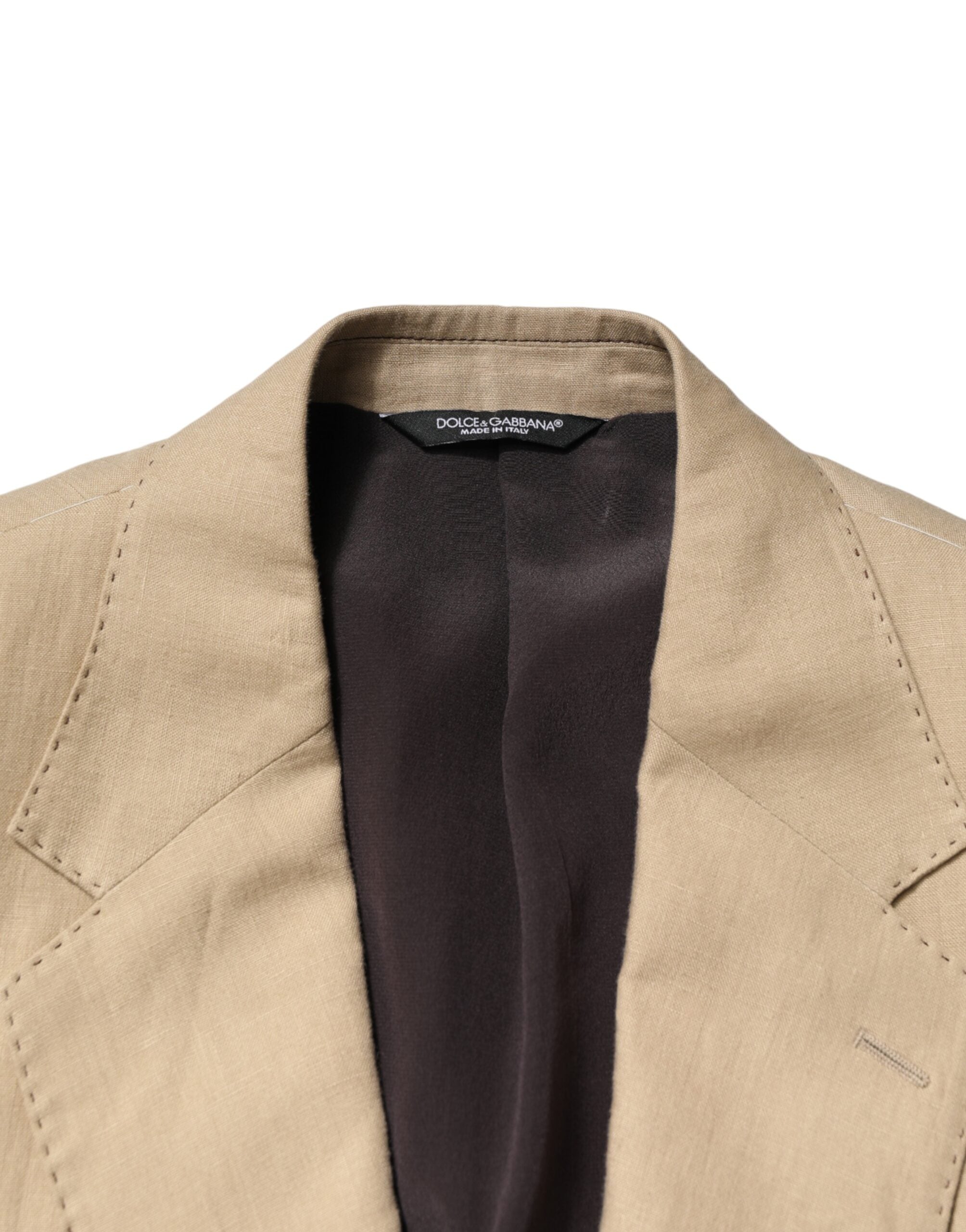 Dolce & Gabbana Beige Leinen Zweiteiler Sakko-Hose