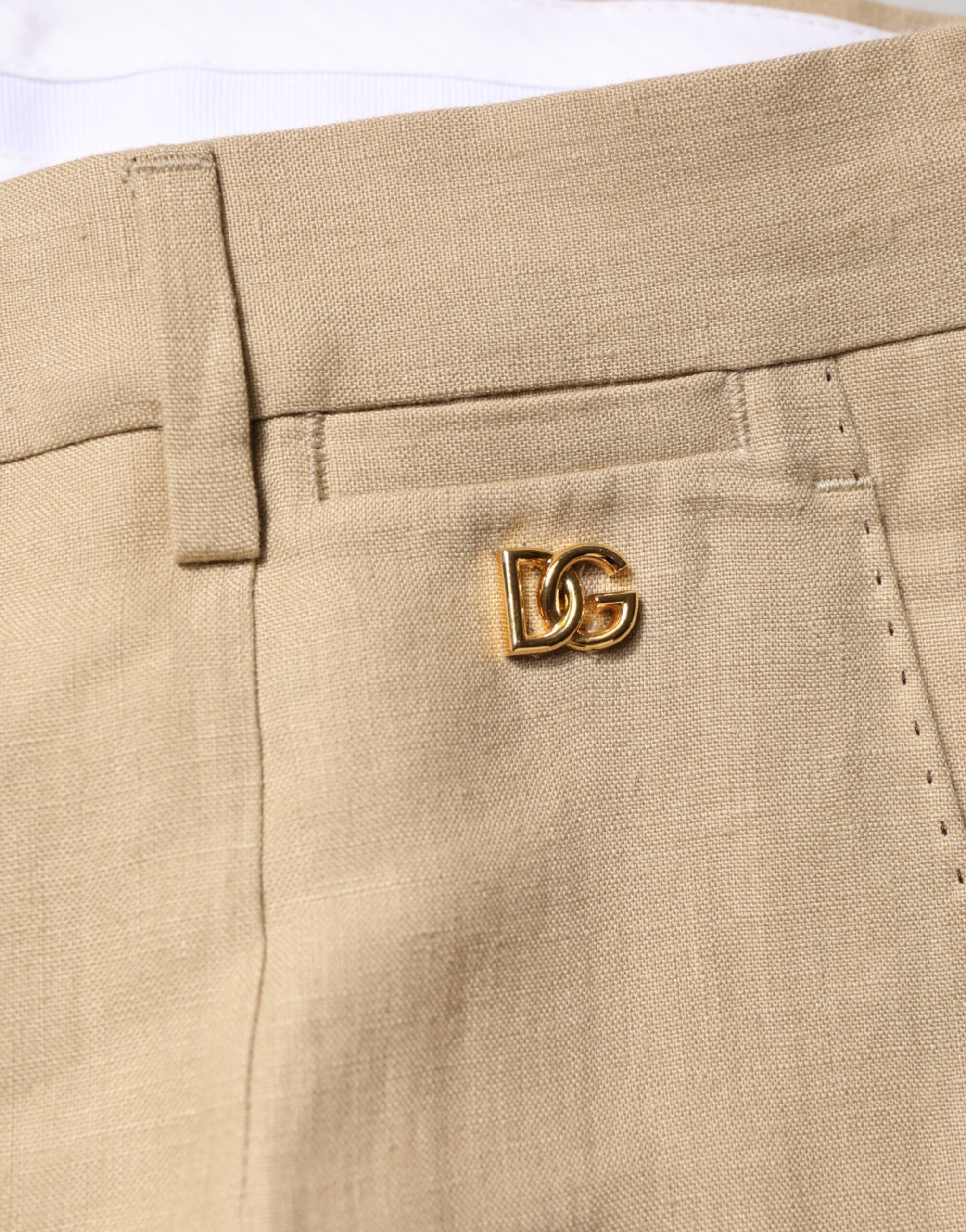 Dolce & Gabbana Beige Leinen Zweiteiler Sakko-Hose