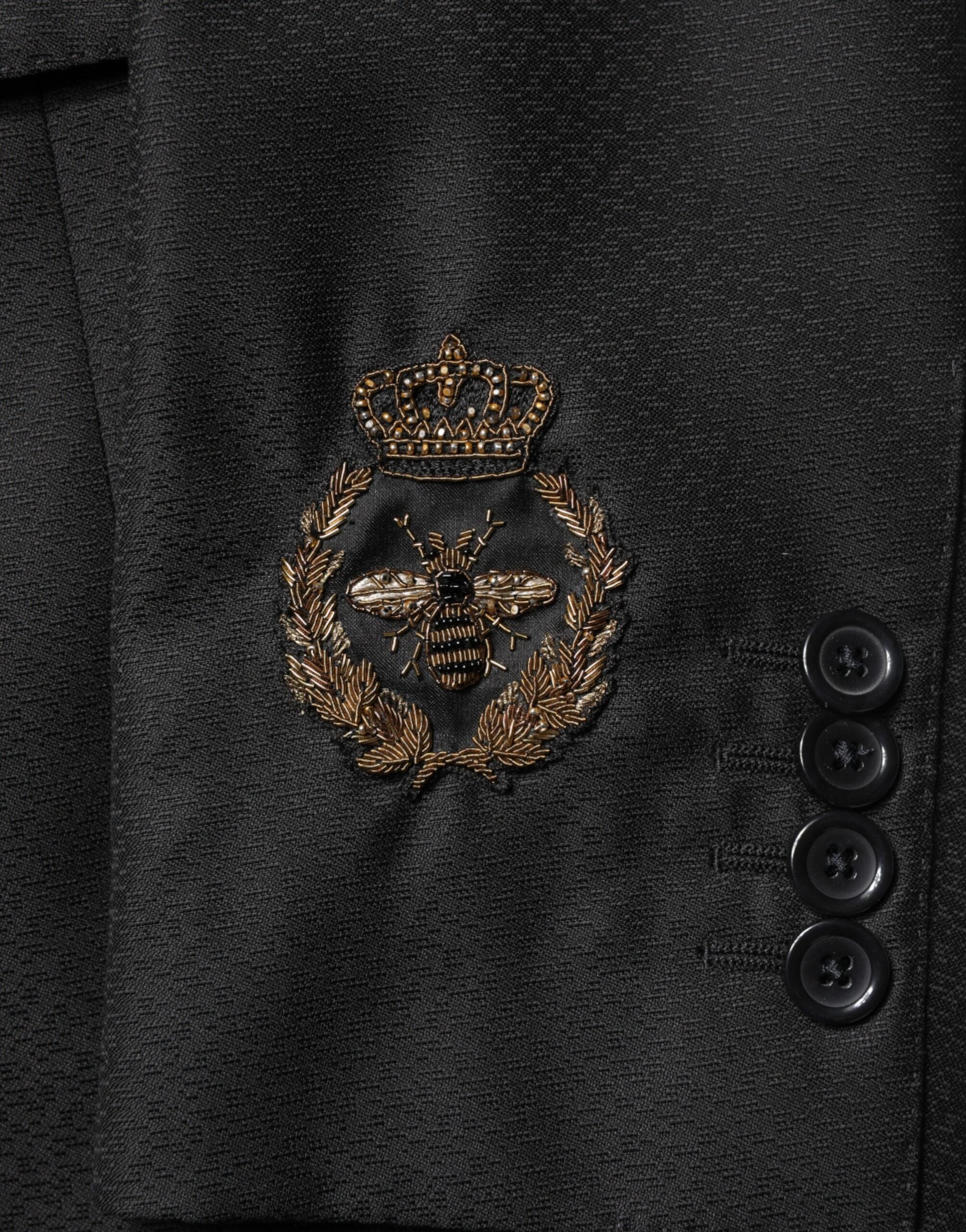 Dolce & Gabbana Schwarzer bestickter einreihiger 2-teiliger Anzug