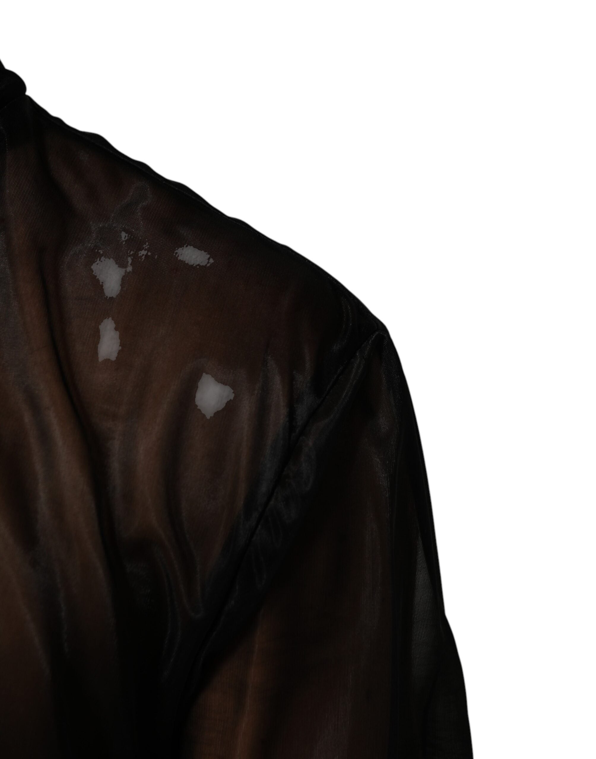 Dolce & Gabbana Schwarzer transparenter Rollkragenpullover mit langen Ärmeln