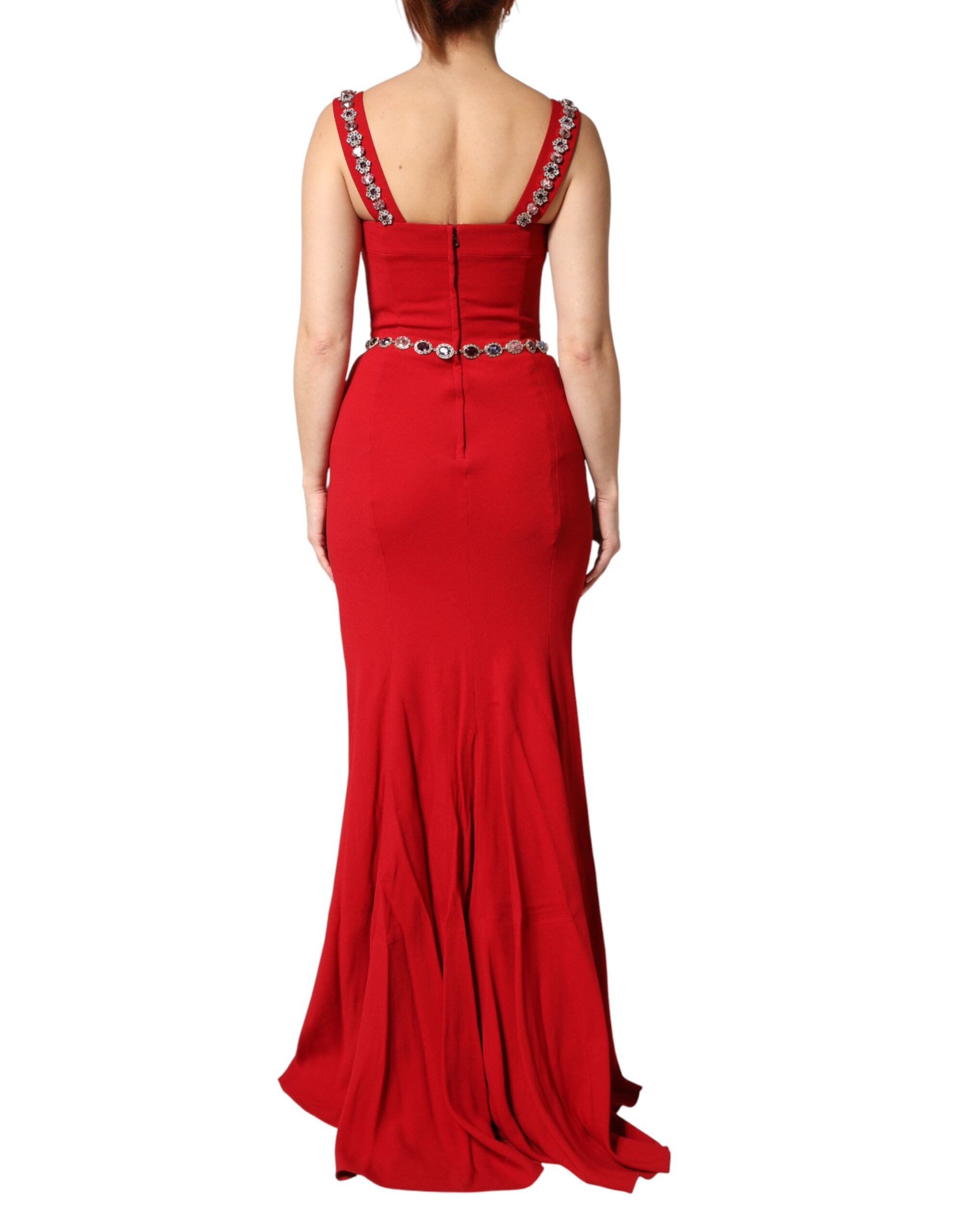 Dolce & Gabbana Rotes Verziertes Etui-Meerjungfrauen-Abendkleid