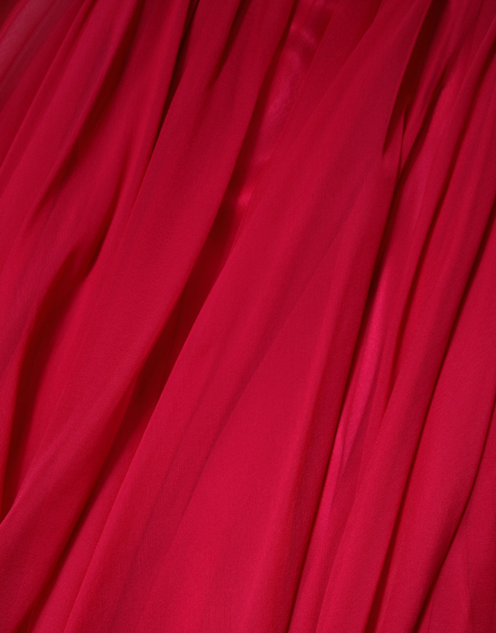 Dolce & Gabbana Rosa Seiden-Midi-Kleid in A-Linie mit Verzierungen