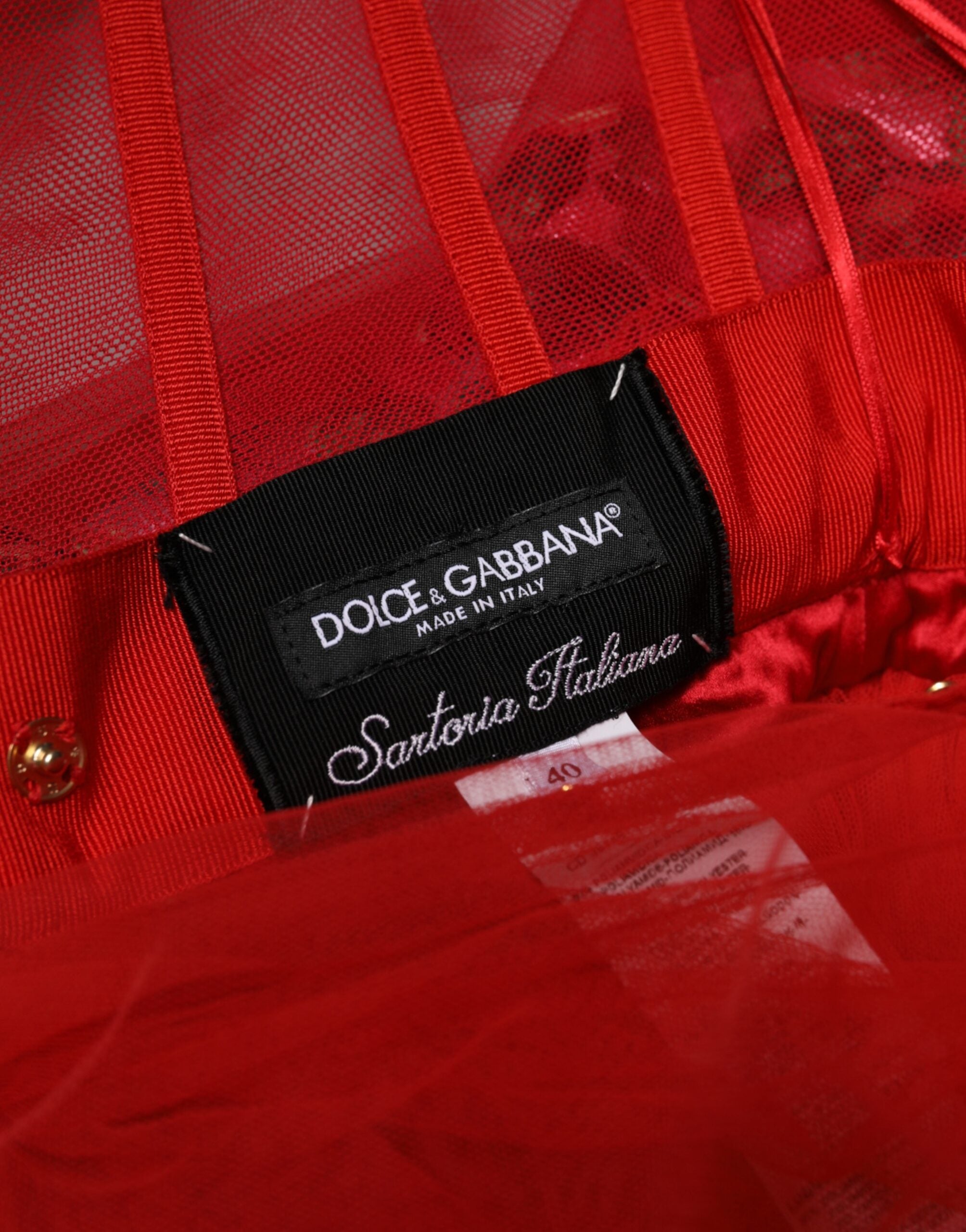 Dolce & Gabbana Rotes Blumen-Abendkleid mit Carmen-Ausschnitt und A-Linie