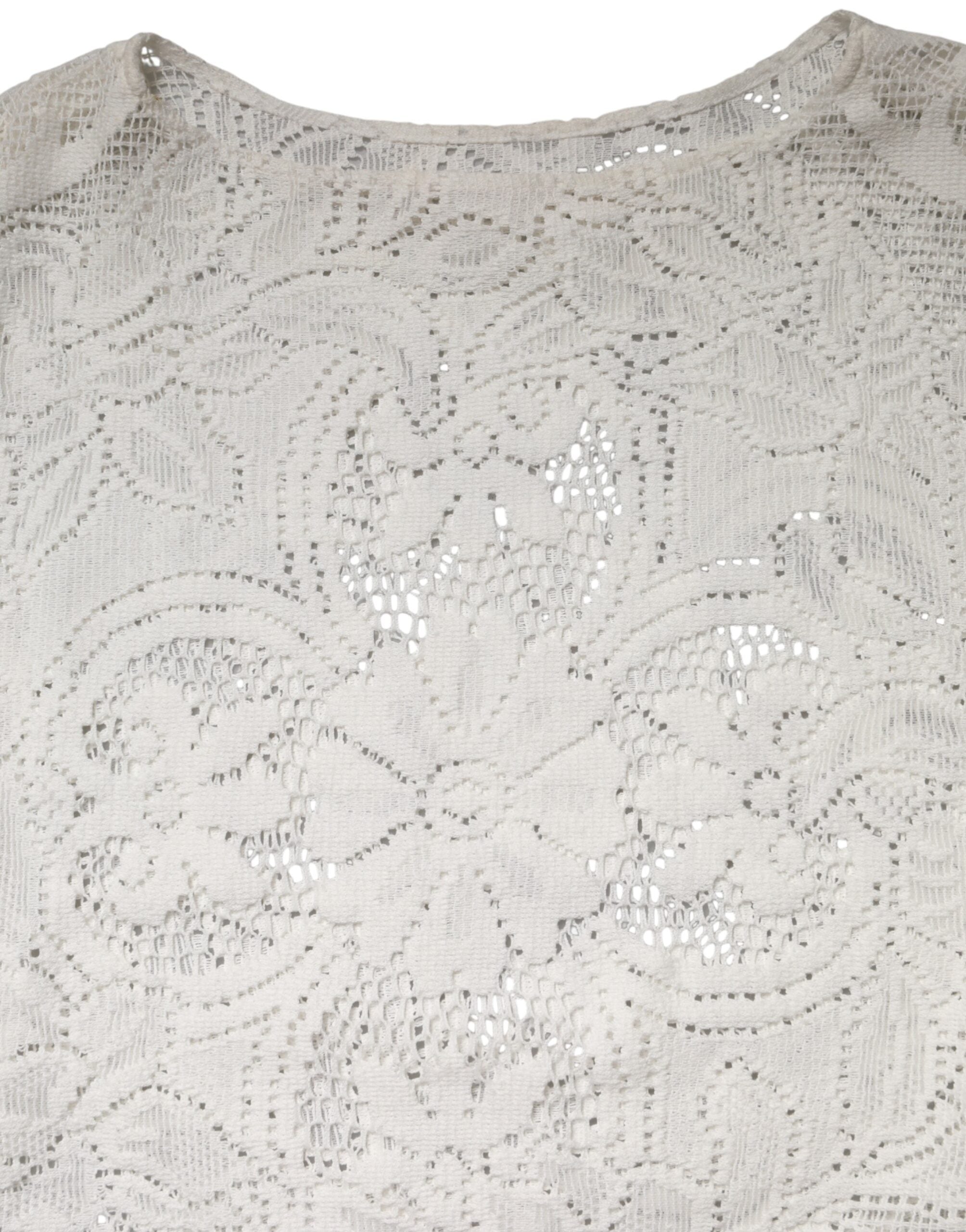 Dolce & Gabbana Weiße Bluse aus Baumwolle mit Stickerei und Spitze