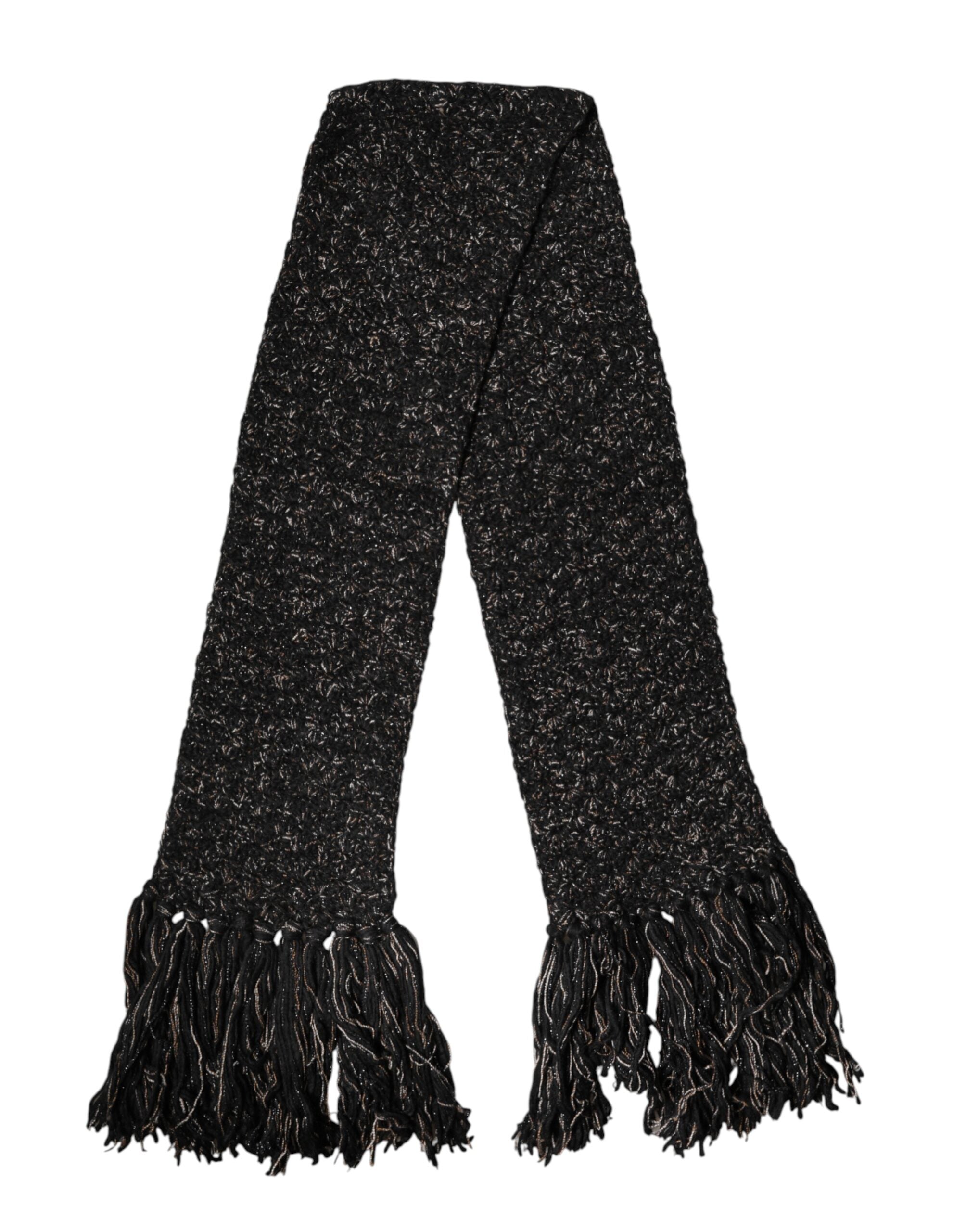 Dolce & Gabbana Schwarzer Wollschal mit Fransen