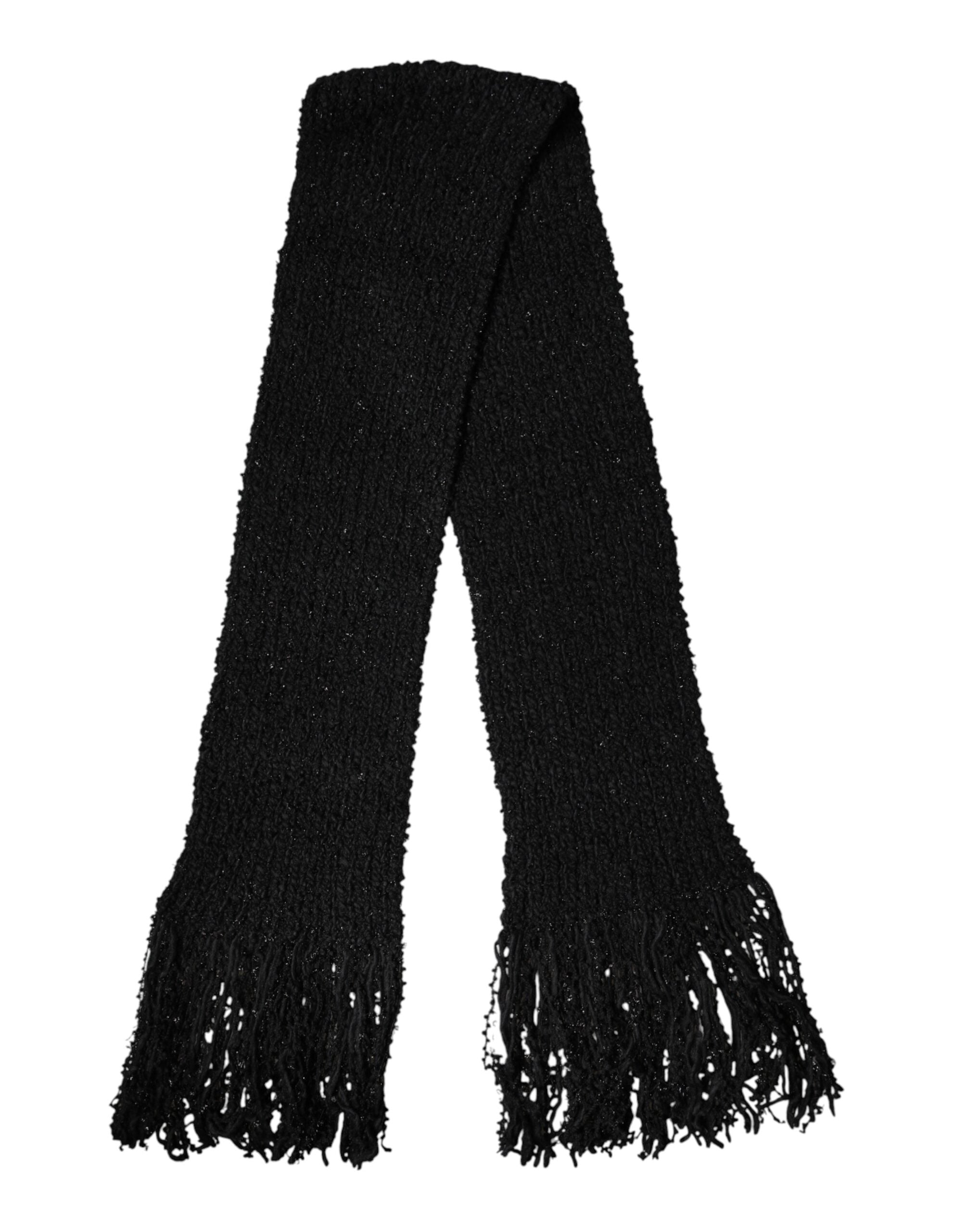 Dolce & Gabbana Schwarzer Wollschal mit Fransen
