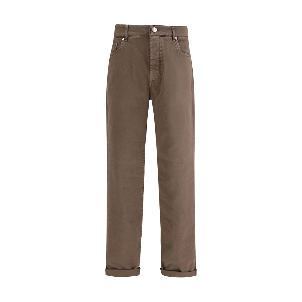 Brunello Cucinelli Braune Baumwolljeans im Relaxed Fit