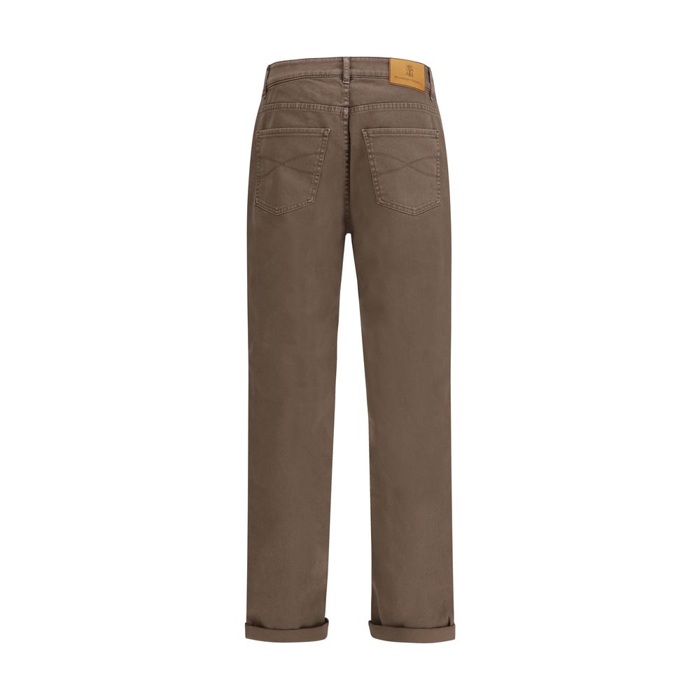Brunello Cucinelli Braune Baumwolljeans im Relaxed Fit
