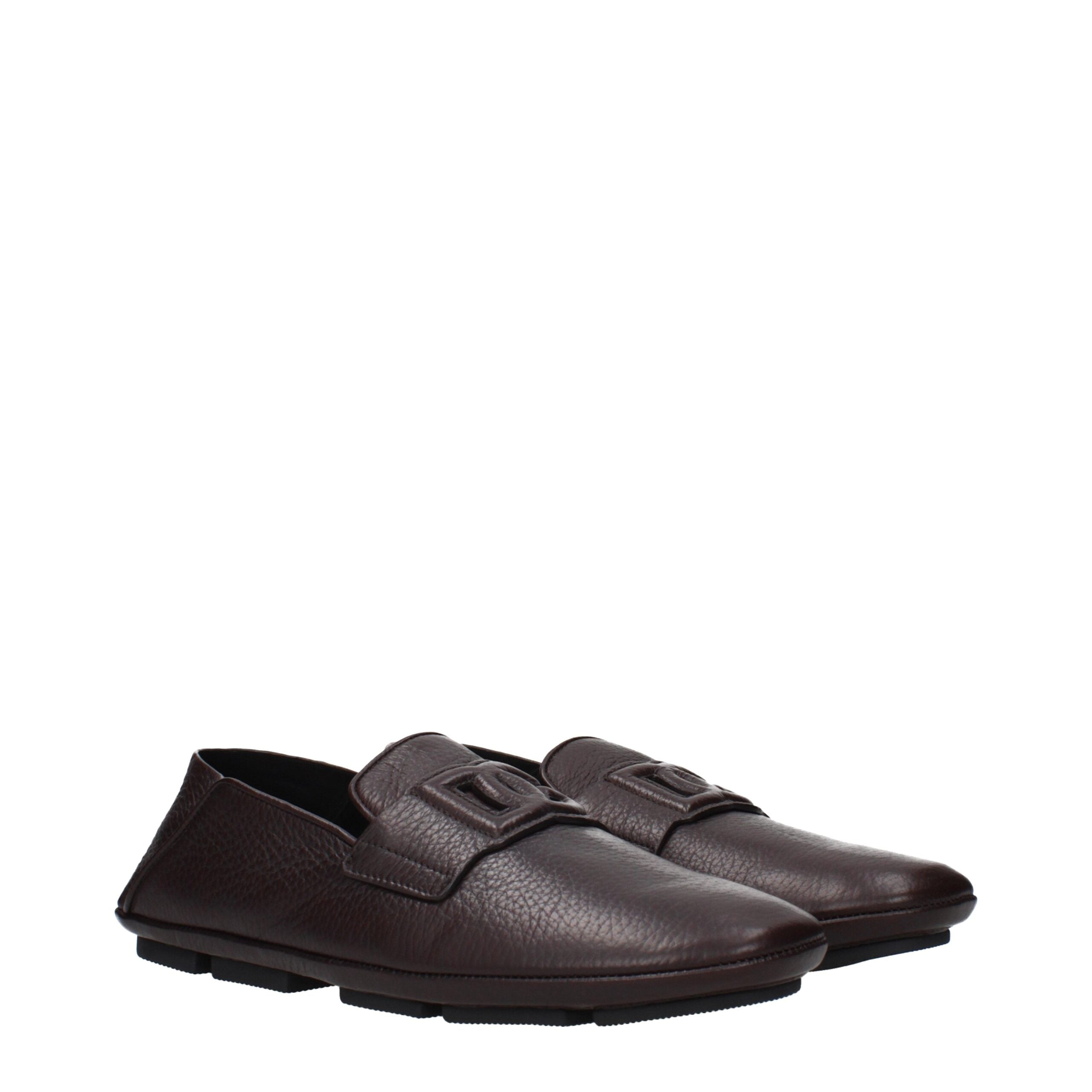 Dolce & Gabbana Braune Loafer aus Leder zum Hineinschlüpfen