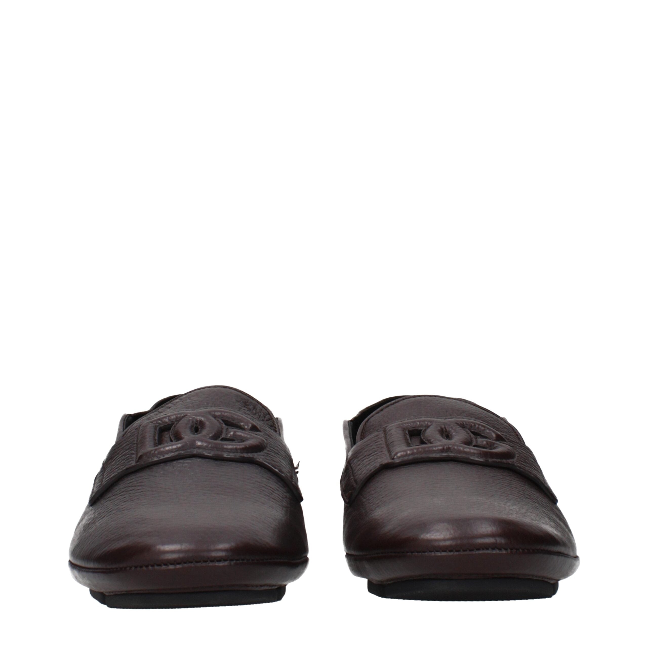 Dolce & Gabbana Braune Loafer aus Leder zum Hineinschlüpfen