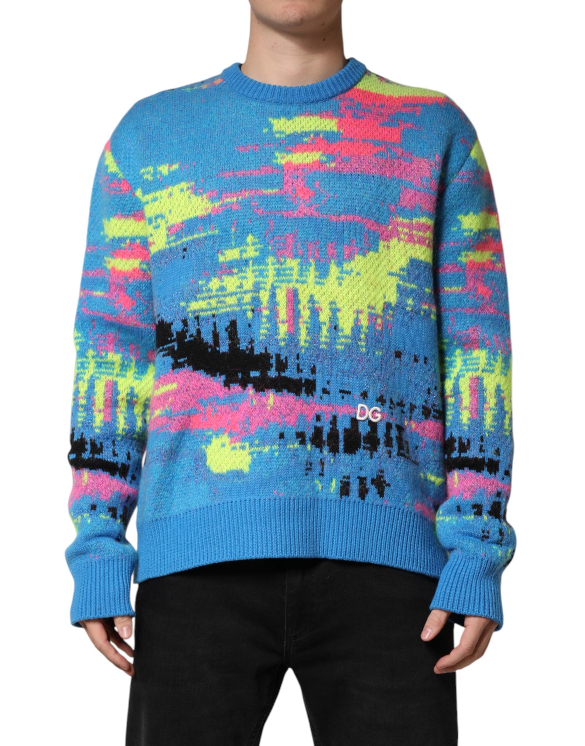 Dolce & Gabbana Mehrfarbiger Herren Pullover mit Rundhalsausschnitt
