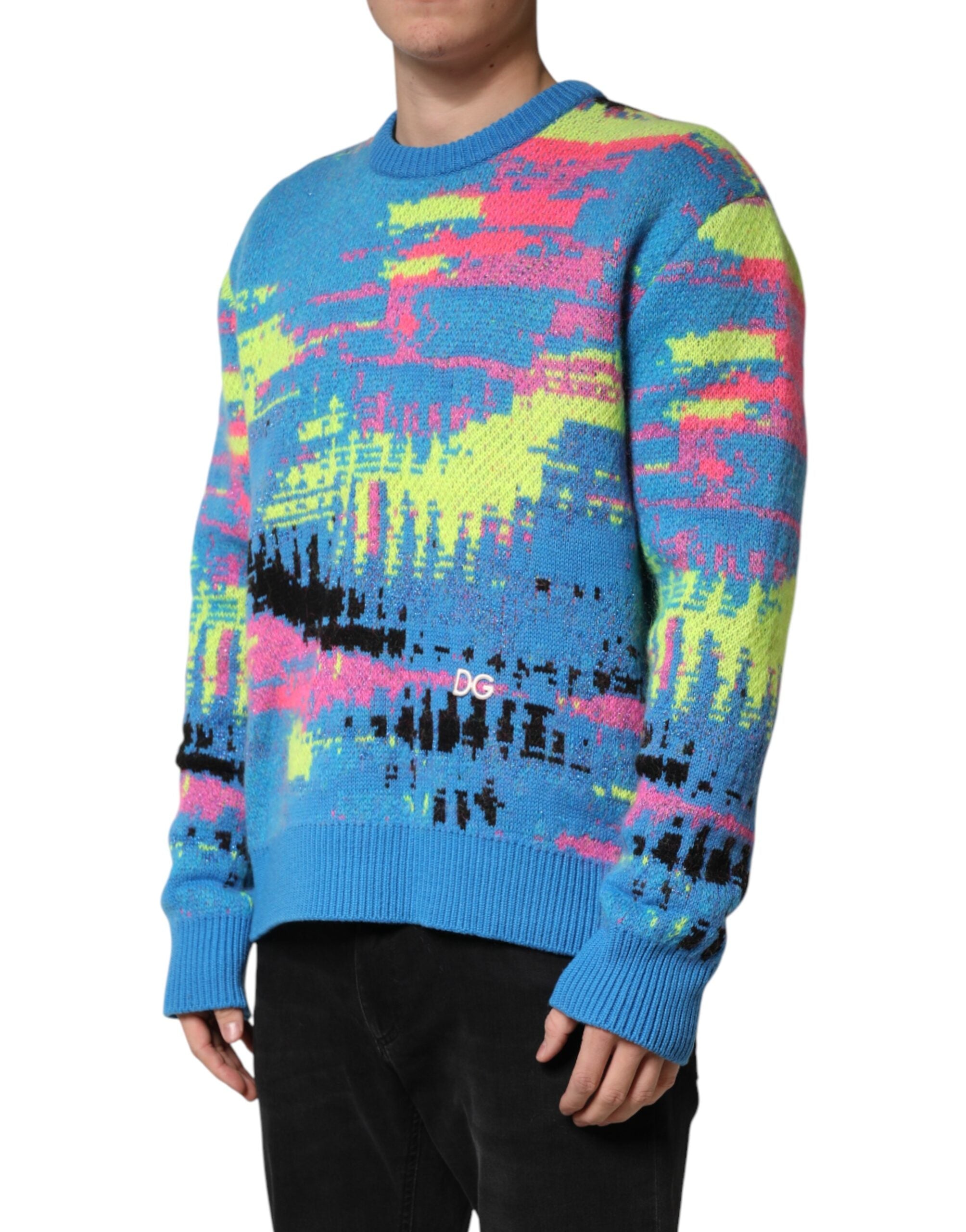 Dolce & Gabbana Mehrfarbiger Herren Pullover mit Rundhalsausschnitt