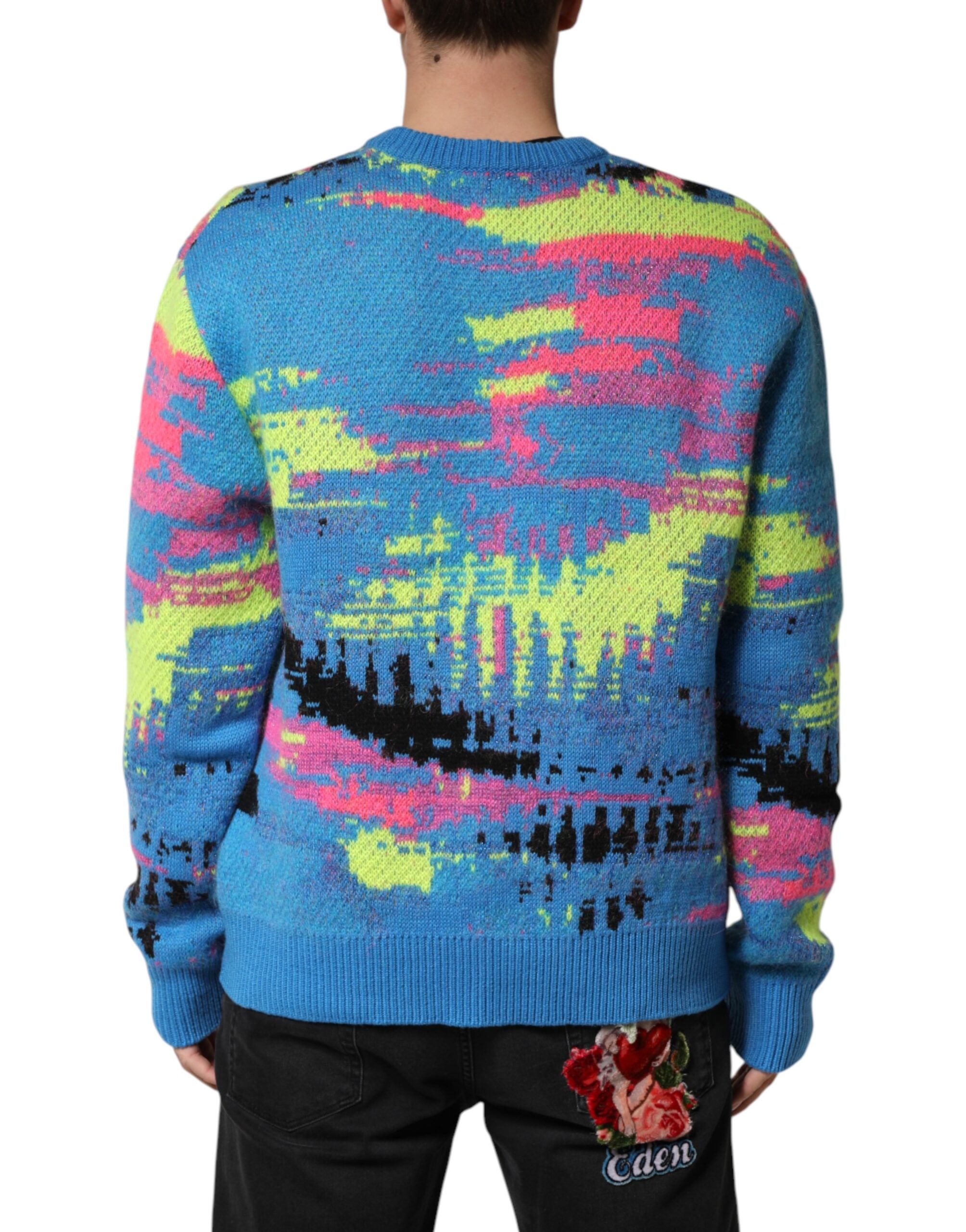 Dolce & Gabbana Mehrfarbiger Herren Pullover mit Rundhalsausschnitt