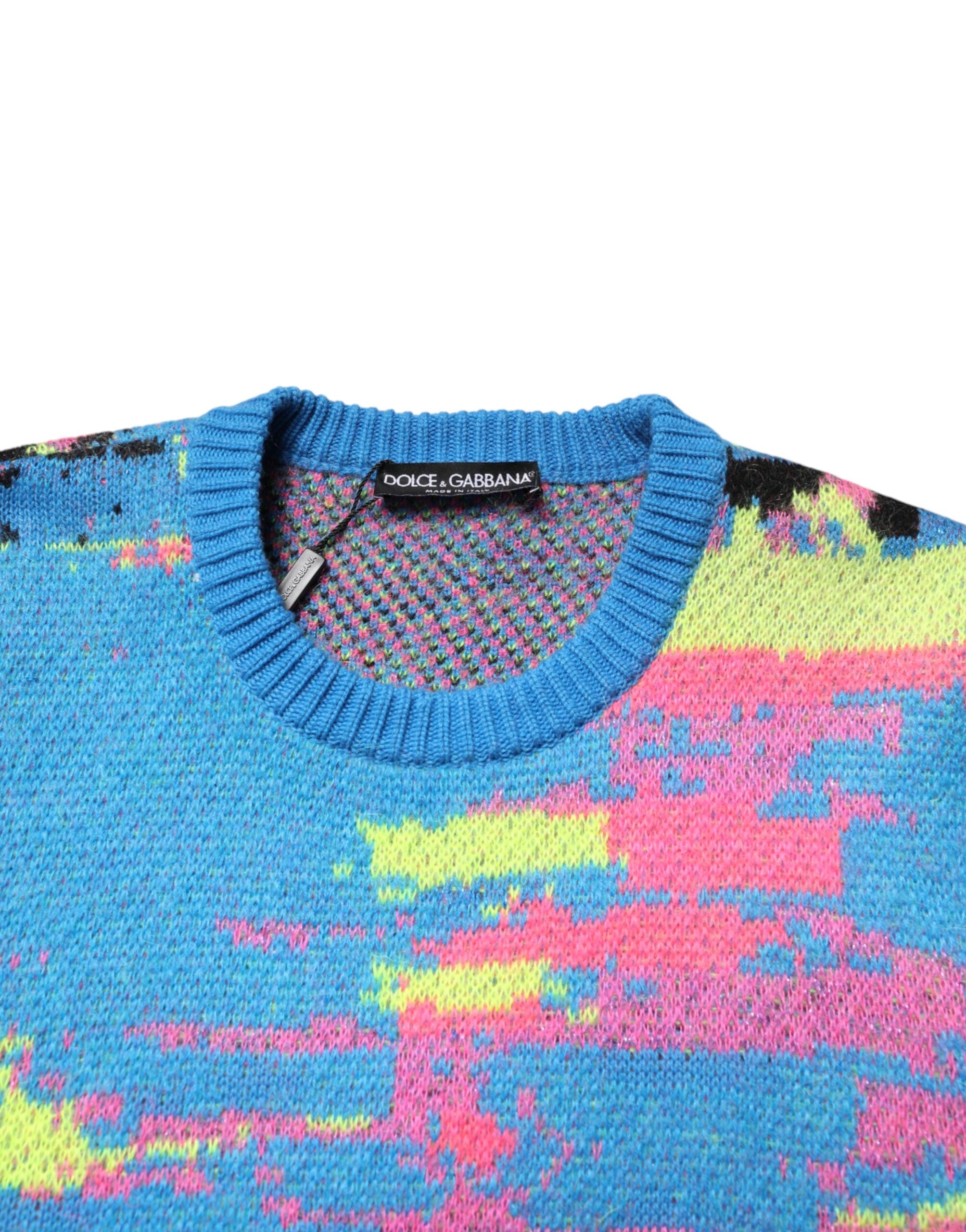 Dolce & Gabbana Mehrfarbiger Herren Pullover mit Rundhalsausschnitt