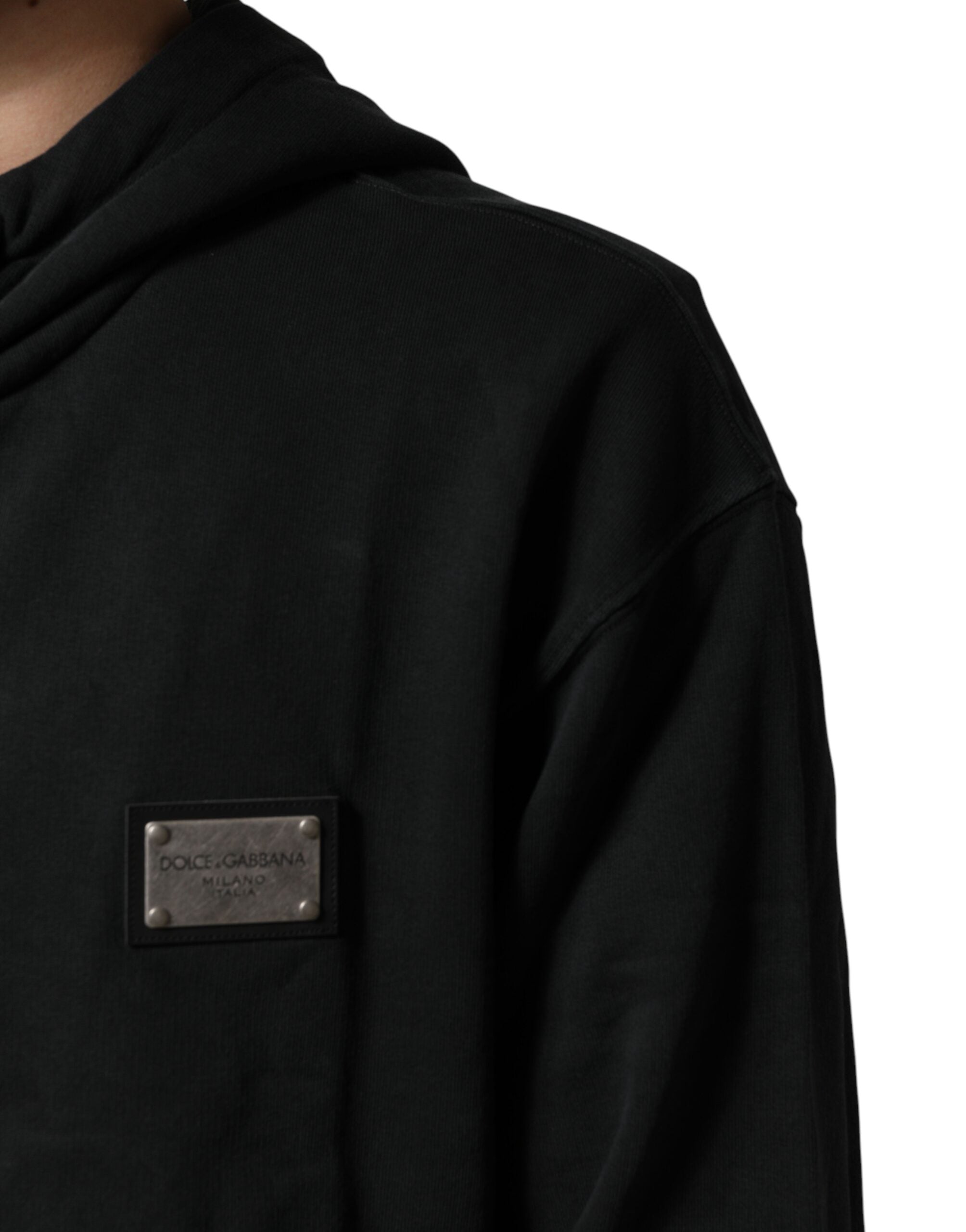 Dolce & Gabbana Schwarzer Kapuzenpullover mit durchgehendem Reißverschluss für Herren