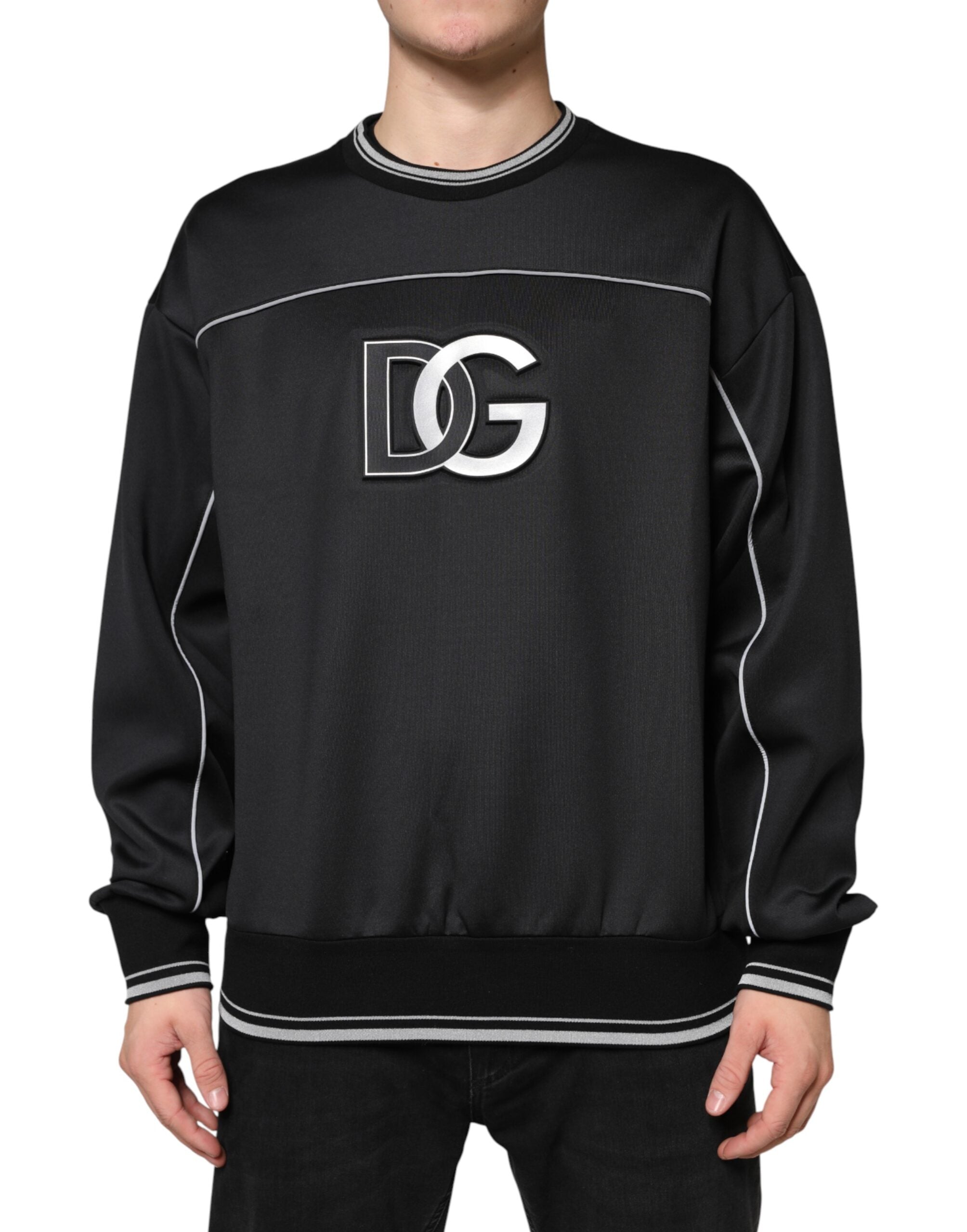 Dolce & Gabbana Schwarzer DG Logo Rundhals-Sweatshirt Pullover