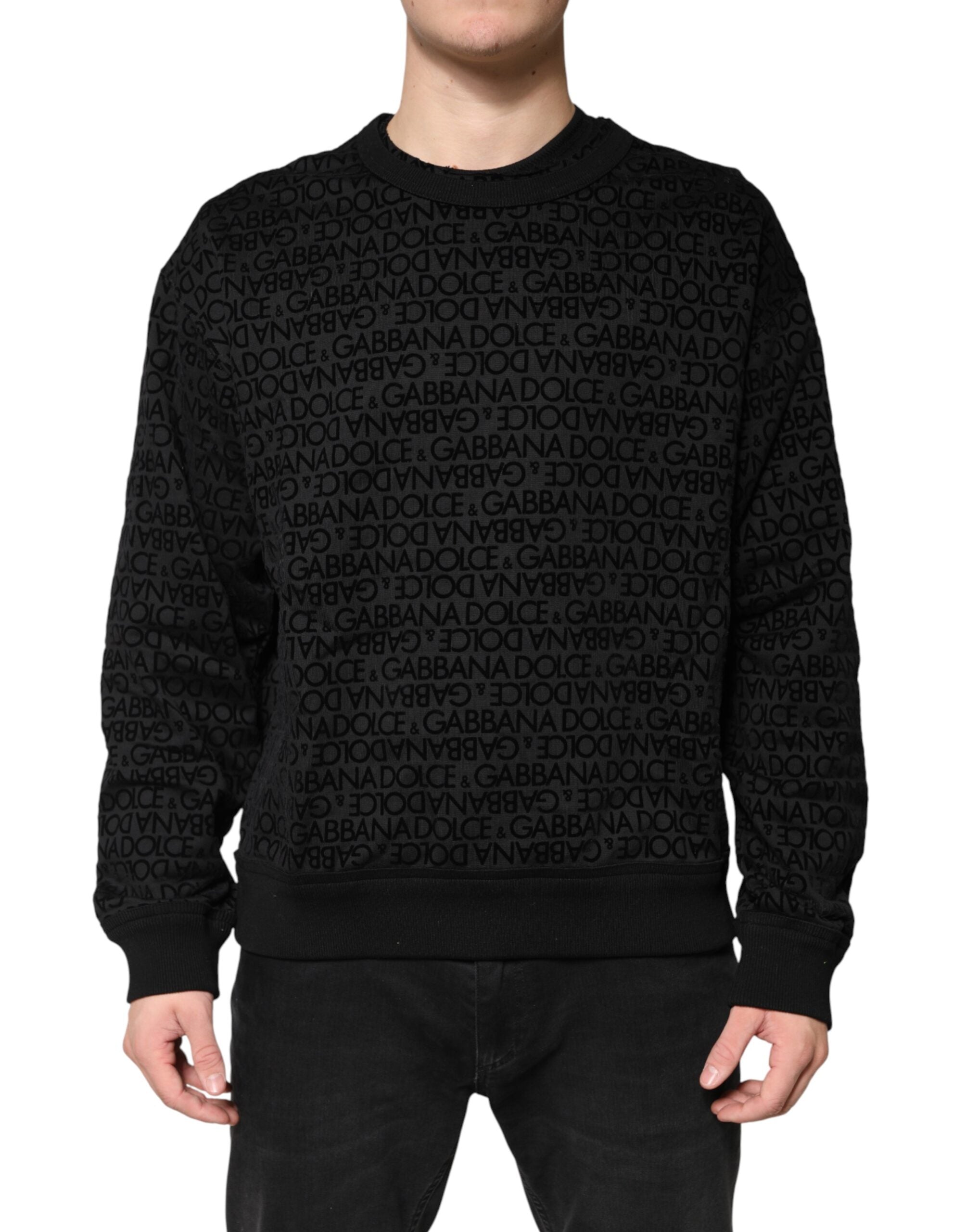 Dolce & Gabbana Schwarzer Rundhals-Sweatshirtpullover mit Monogramm