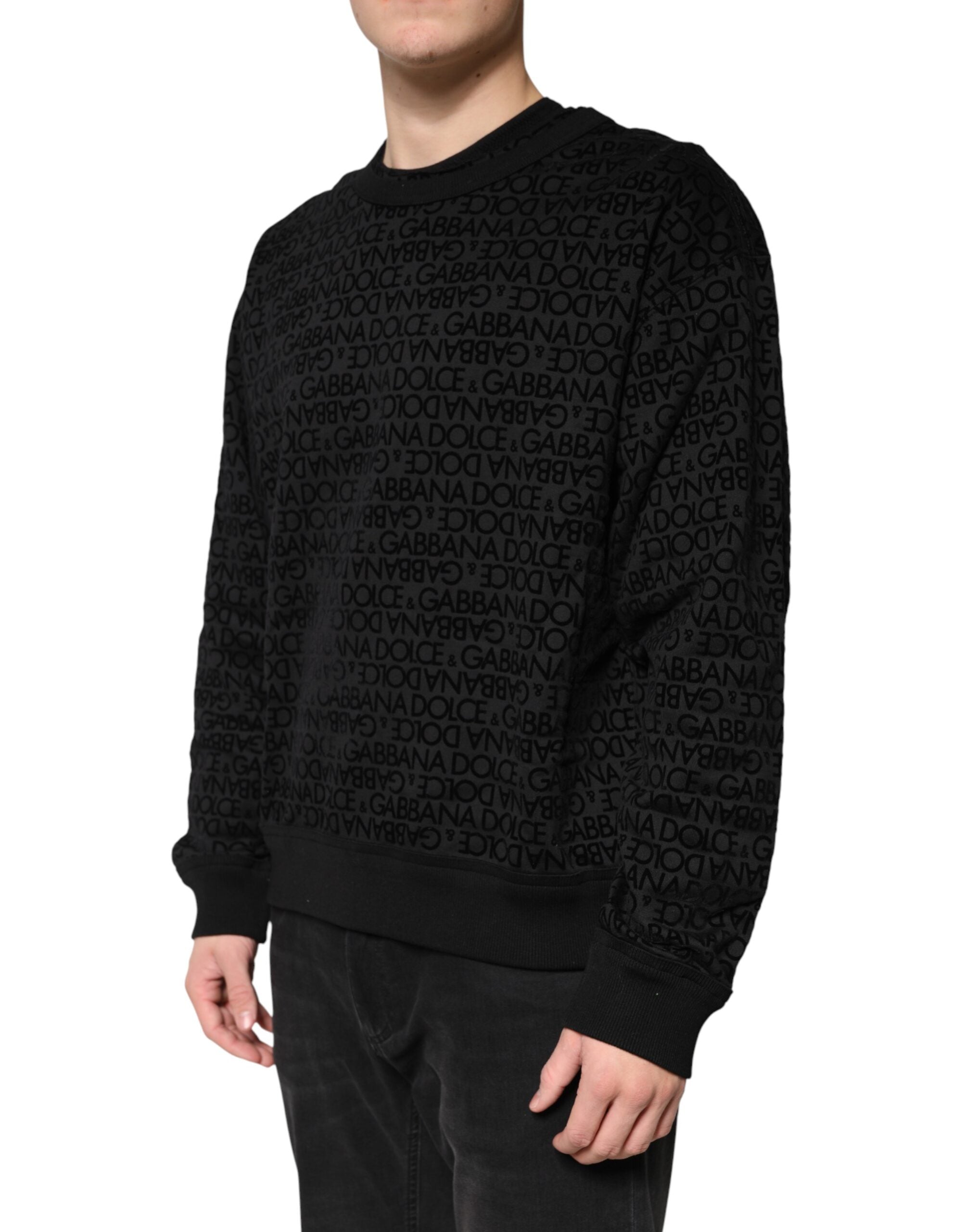 Dolce & Gabbana Schwarzer Rundhals-Sweatshirtpullover mit Monogramm