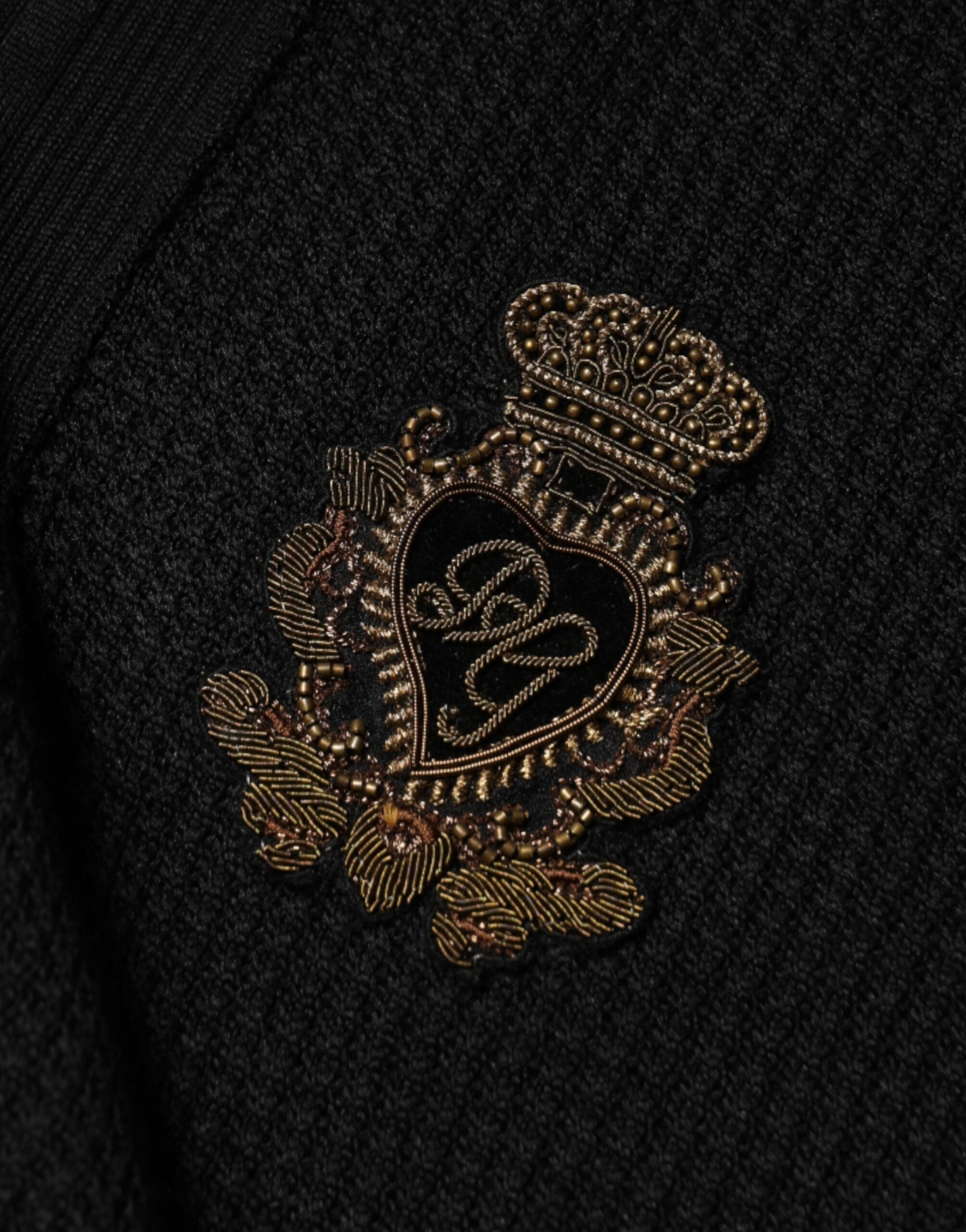 Dolce & Gabbana Schwarzer Pullover mit Crest-Detail und langen Ärmeln für Herren