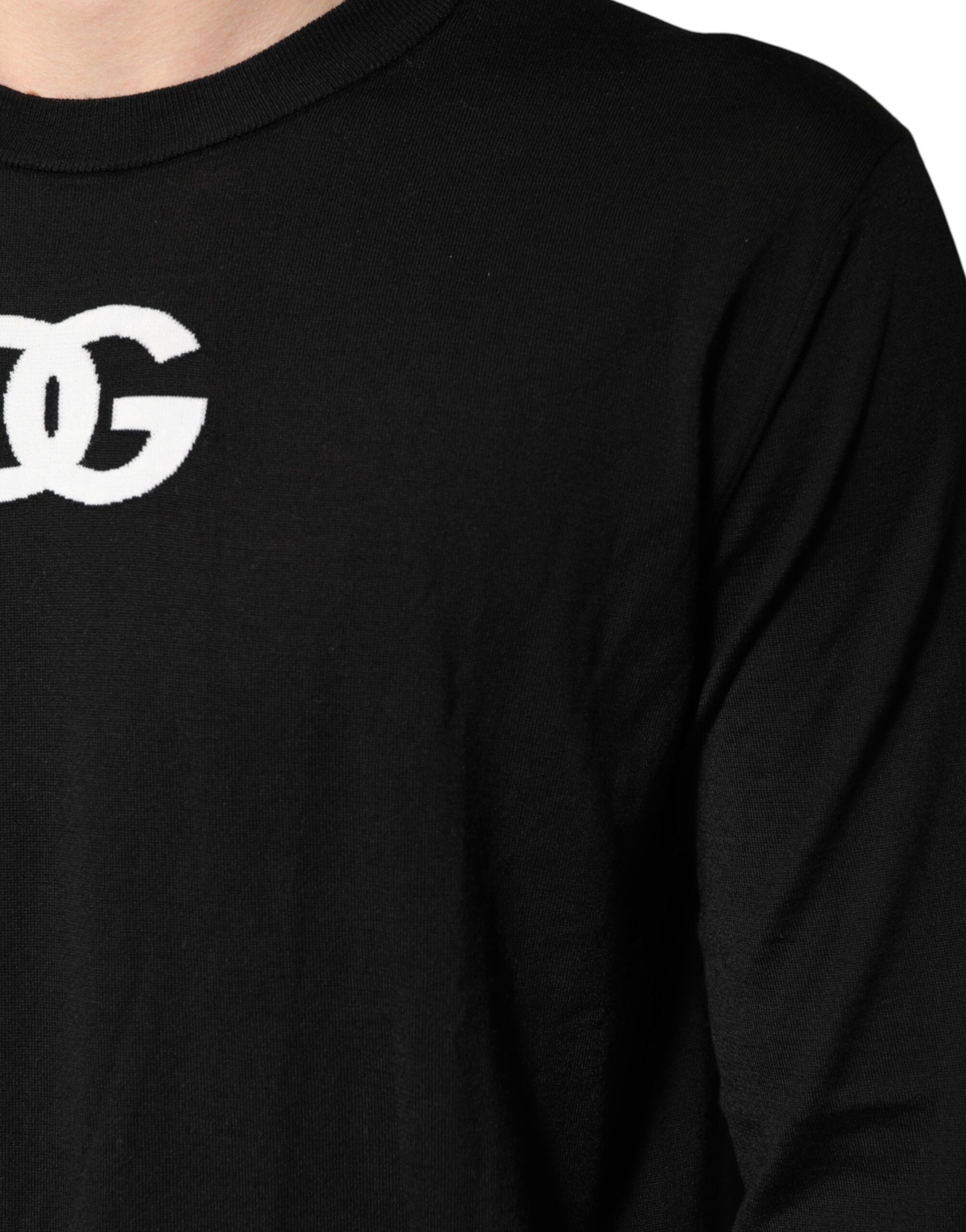 Dolce & Gabbana Schwarzer Woll-Rundhals-Pullover für Herren
