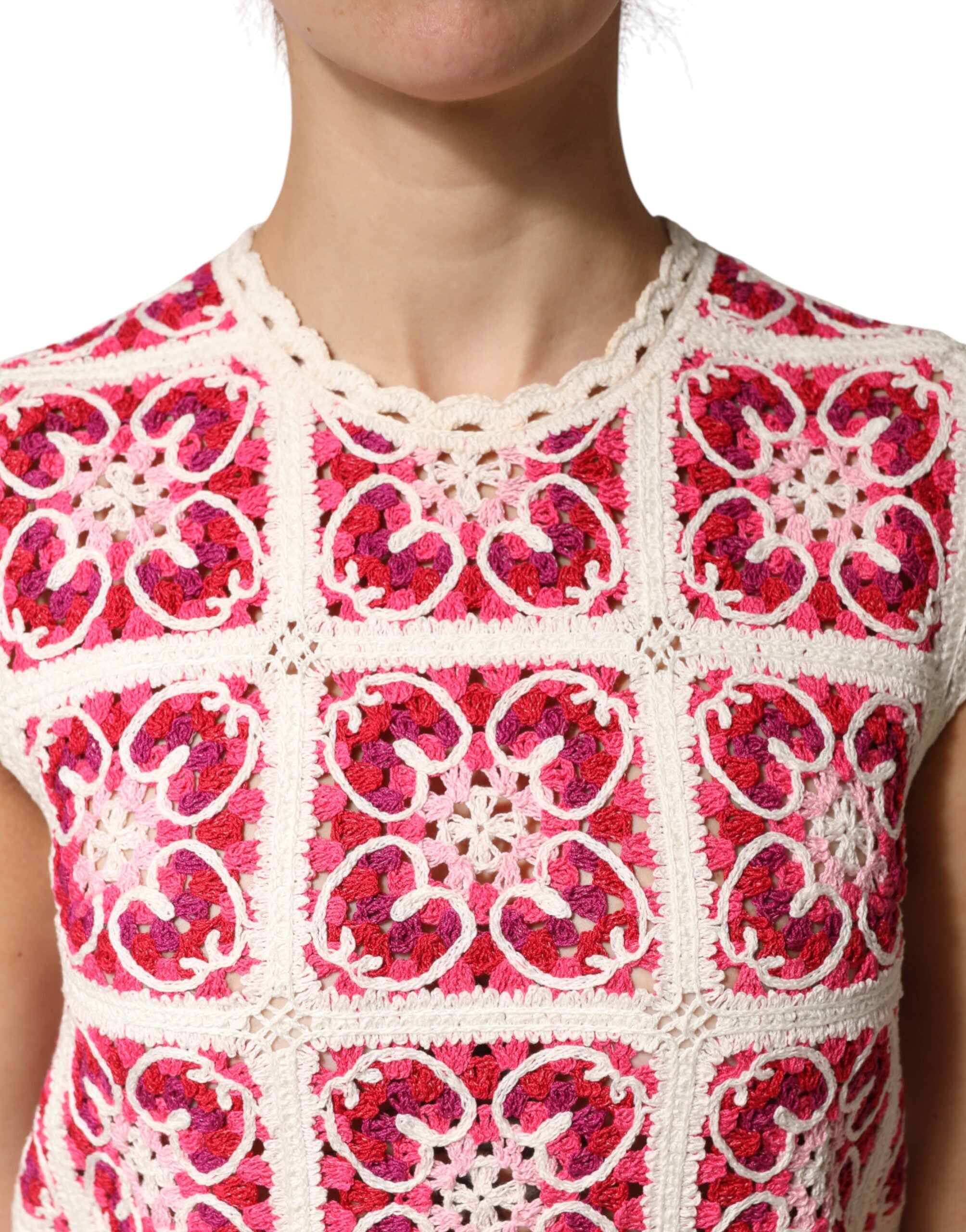 Dolce & Gabbana Mehrfarbiges Häkelkleid im Ziegelstich-Design