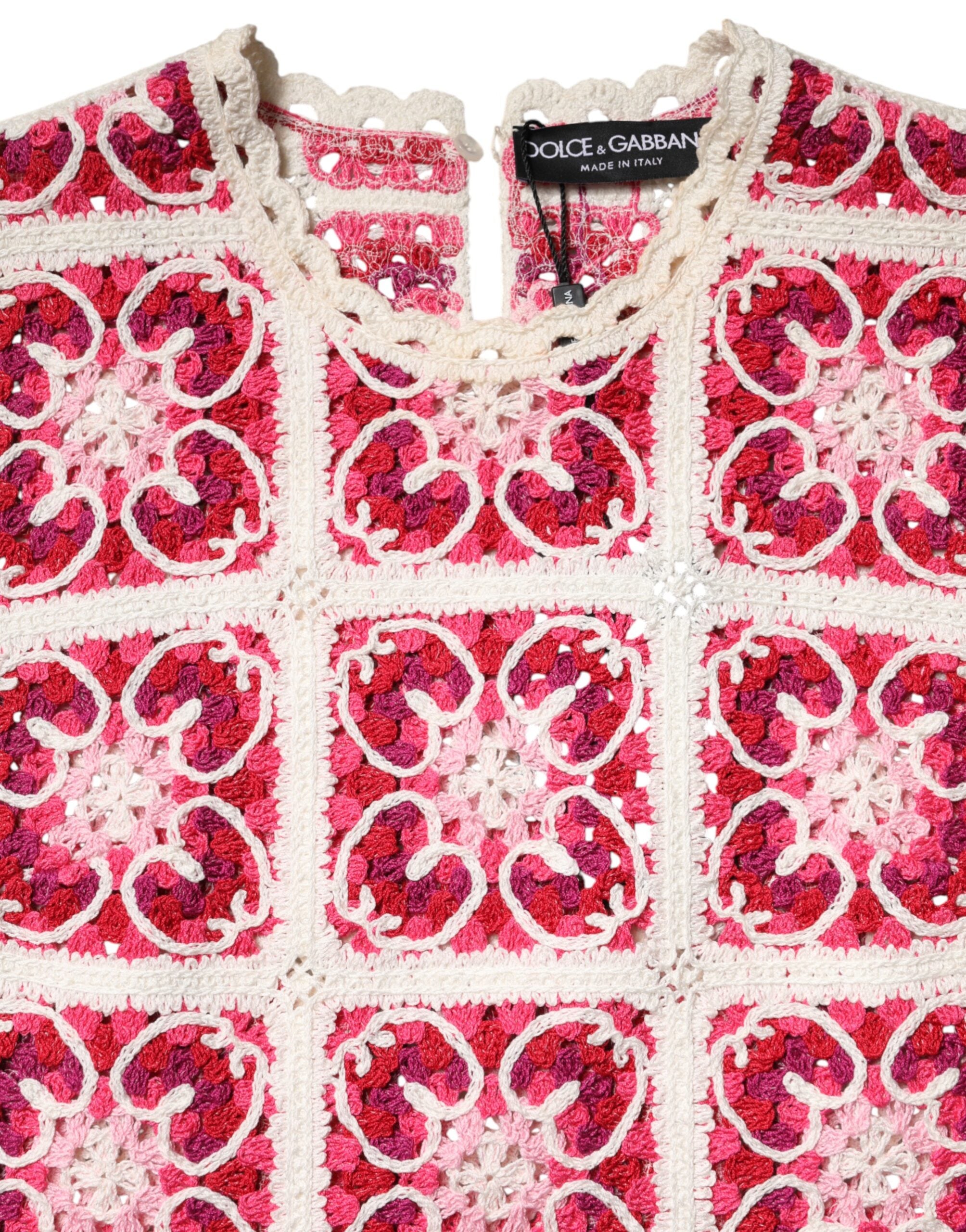 Dolce & Gabbana Mehrfarbiges Häkelkleid im Ziegelstich-Design