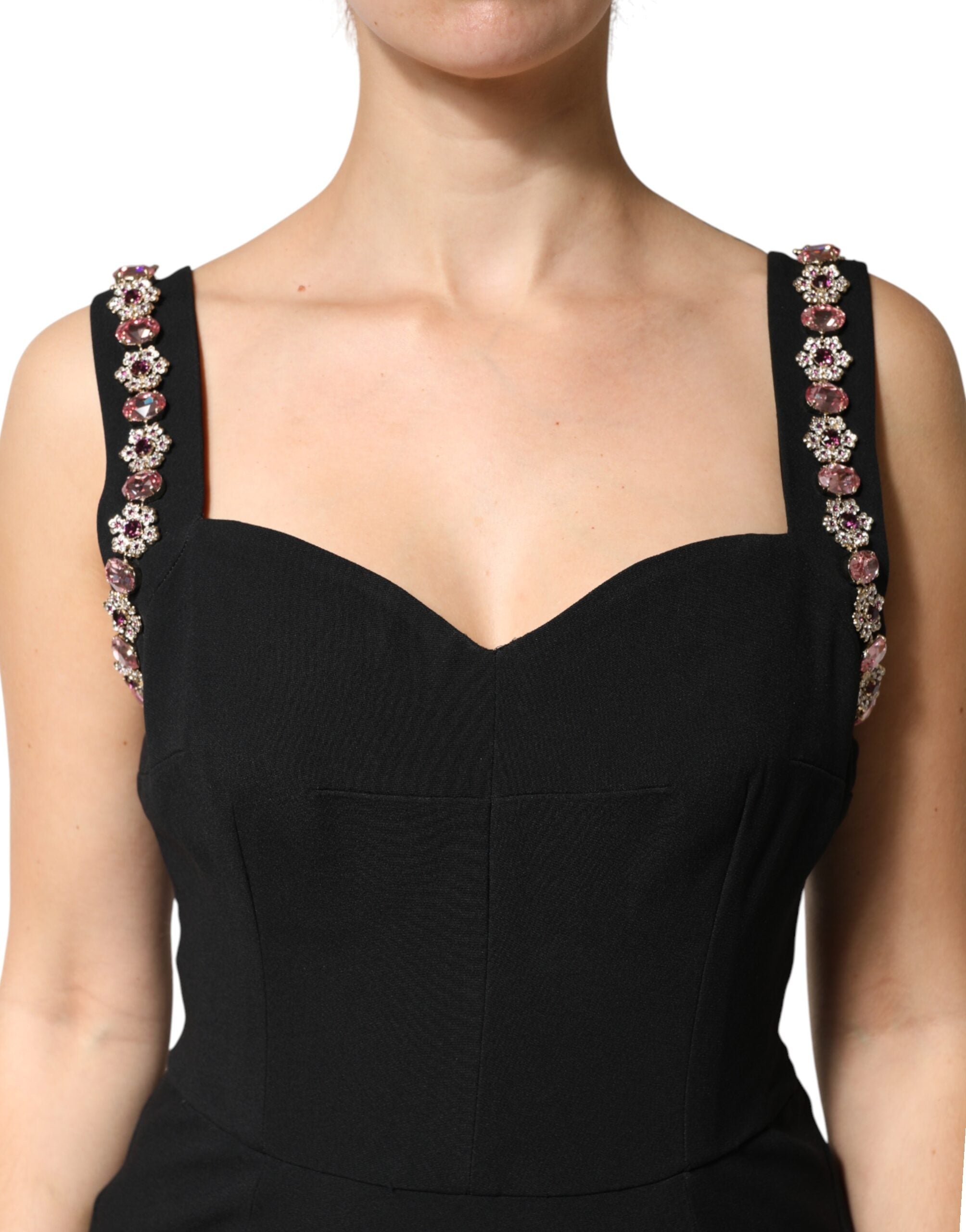 Dolce & Gabbana Schwarzes Bodycon-Abendkleid mit Verzierungen