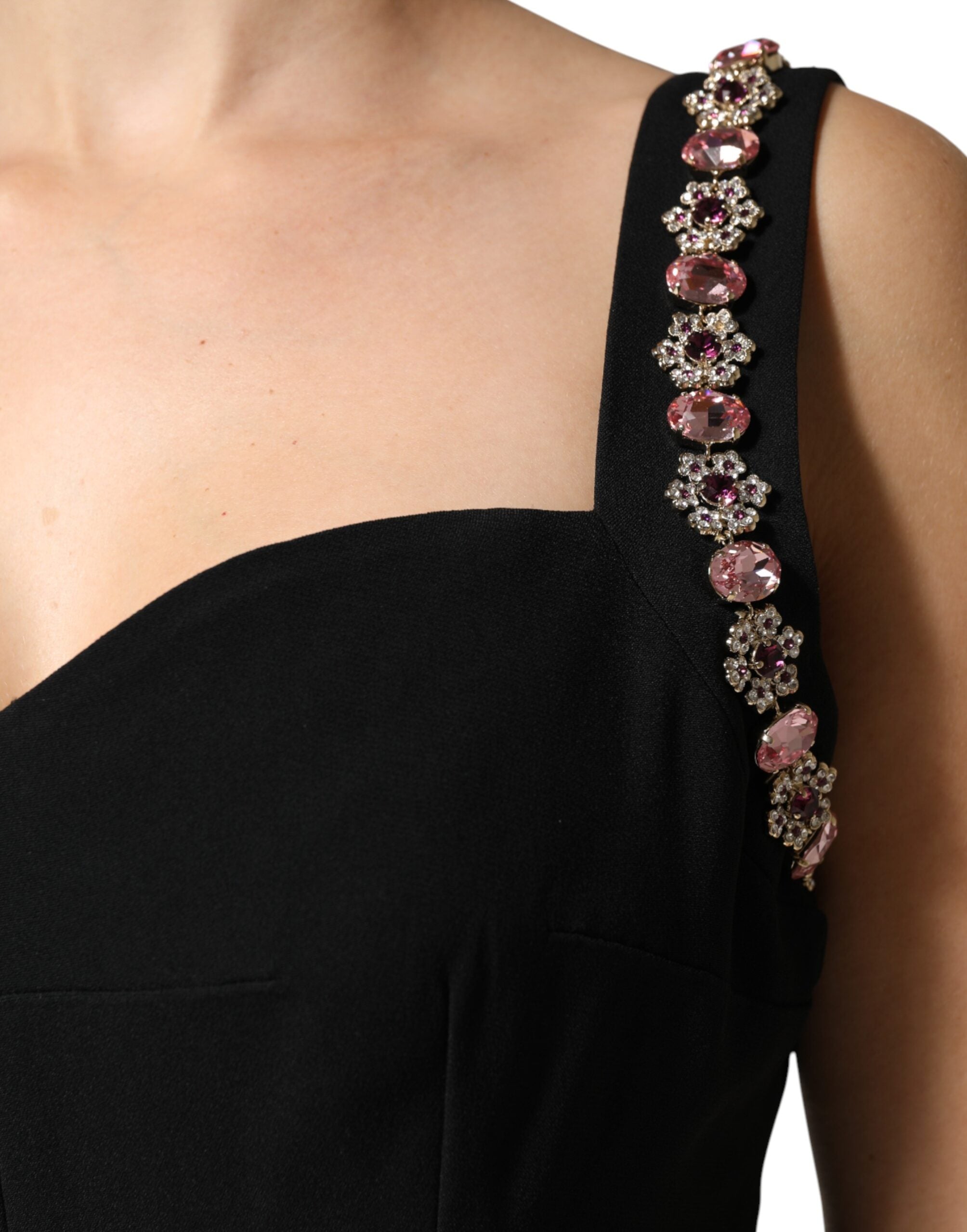 Dolce & Gabbana Schwarzes Bodycon-Abendkleid mit Verzierungen