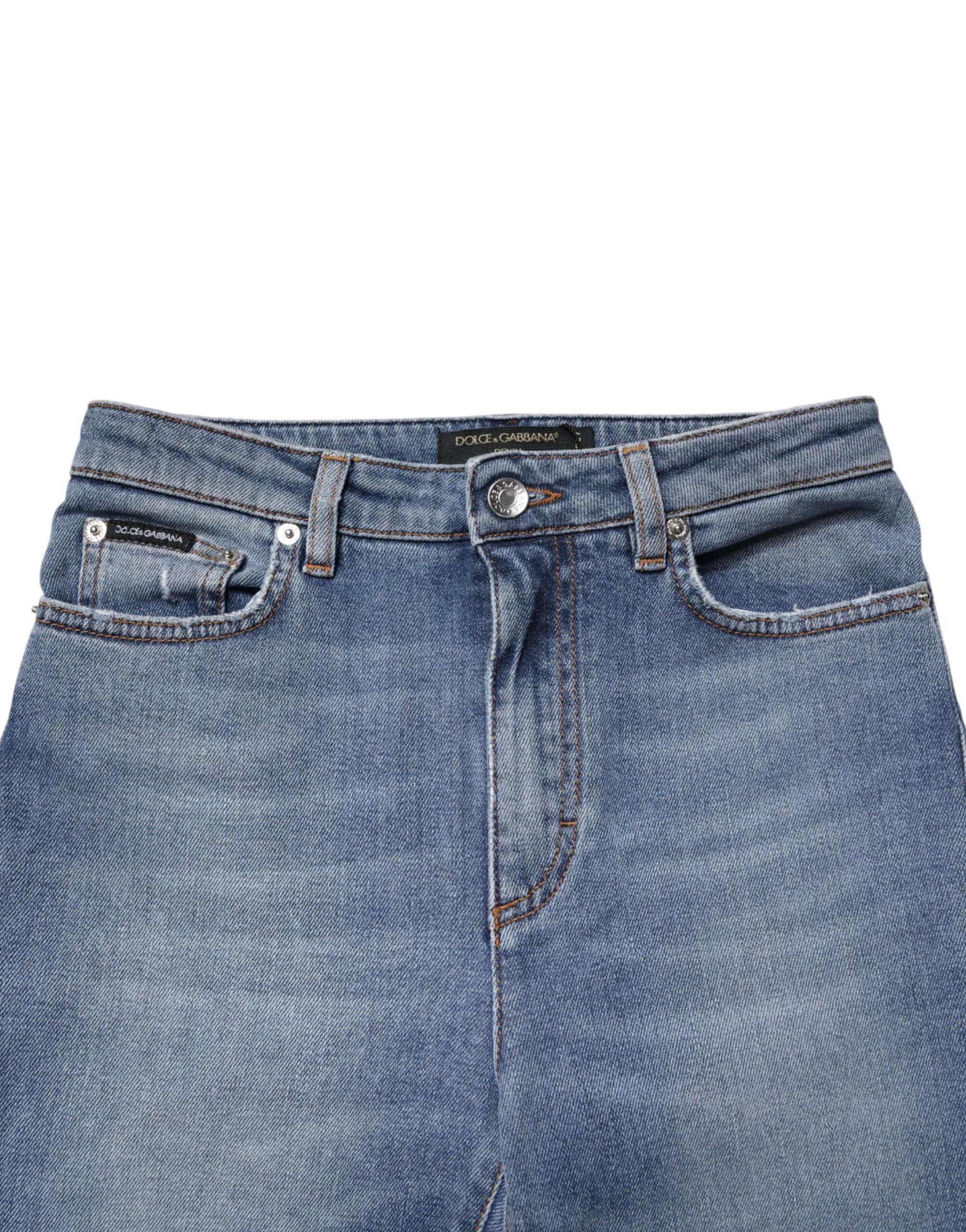 Dolce & Gabbana Blaue Skinny Jeans aus gewaschener Baumwolle