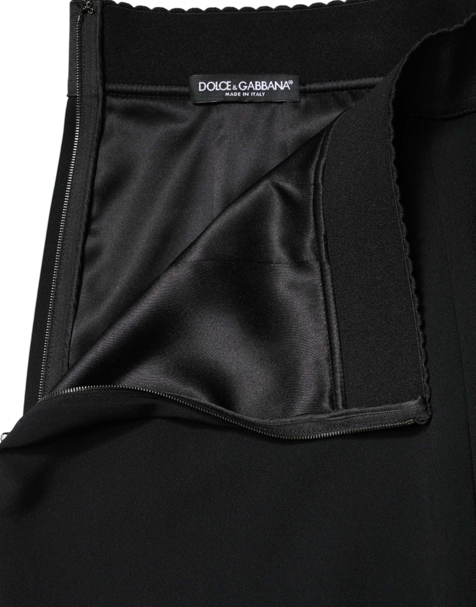 Dolce & Gabbana Schwarzer A-Linen-Rock in Mid-Waist-Länge bis zum Knie