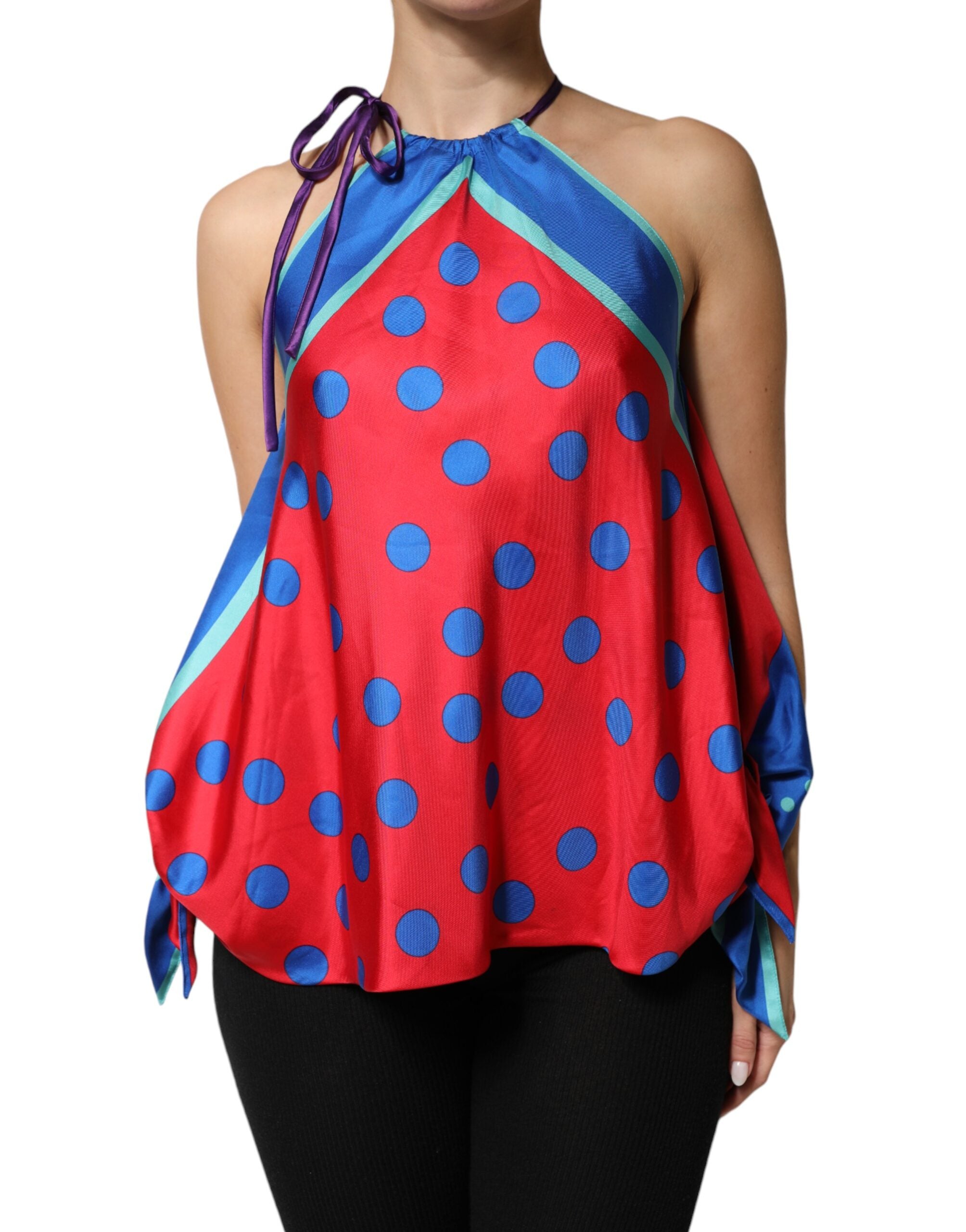 Dolce & Gabbana Mehrfarbige Polka-Dot-Krawatten-Halter-Bluse
