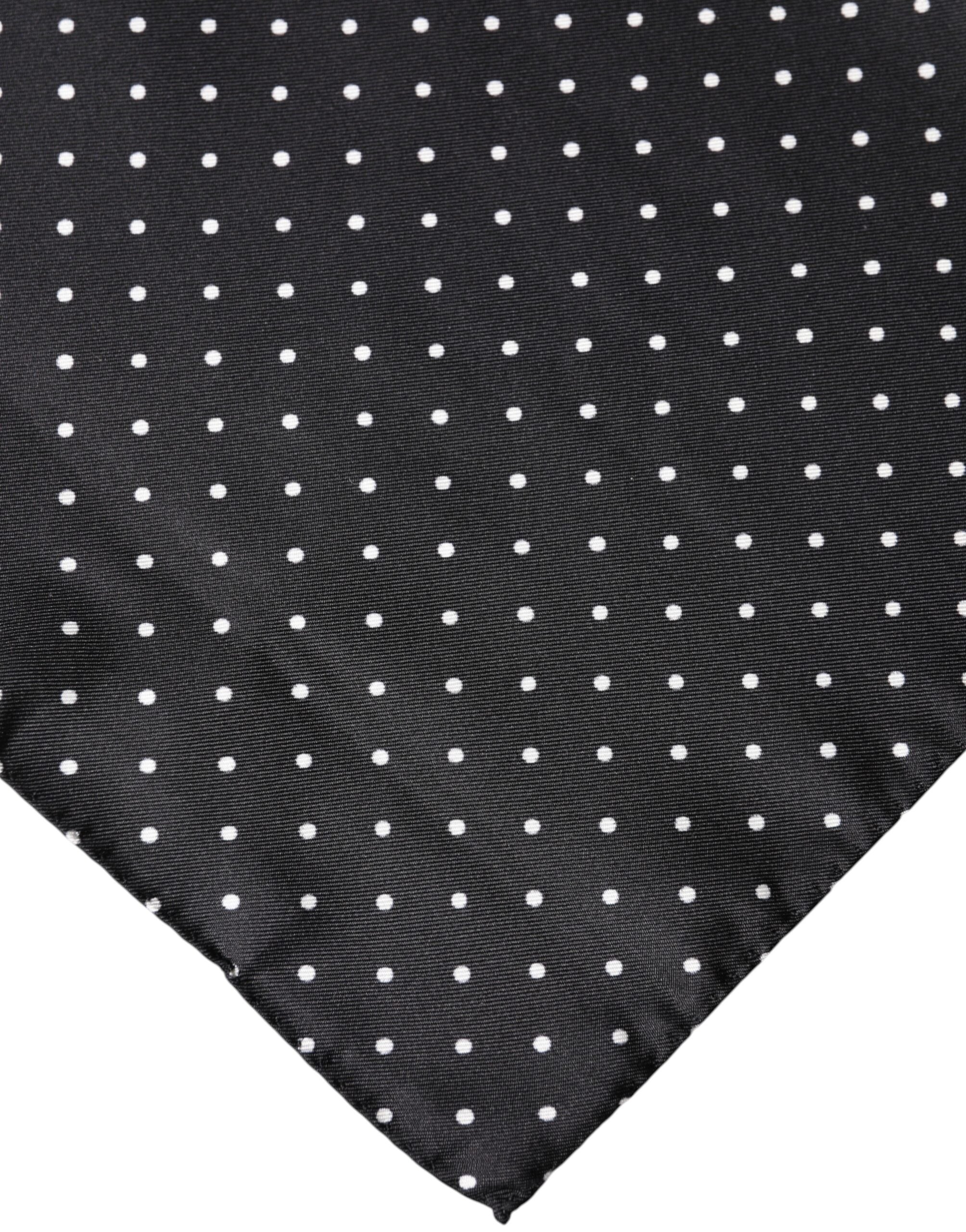 Dolce & Gabbana Schwarzer Seiden-Foulard-Schal mit Polka-Dot-Muster