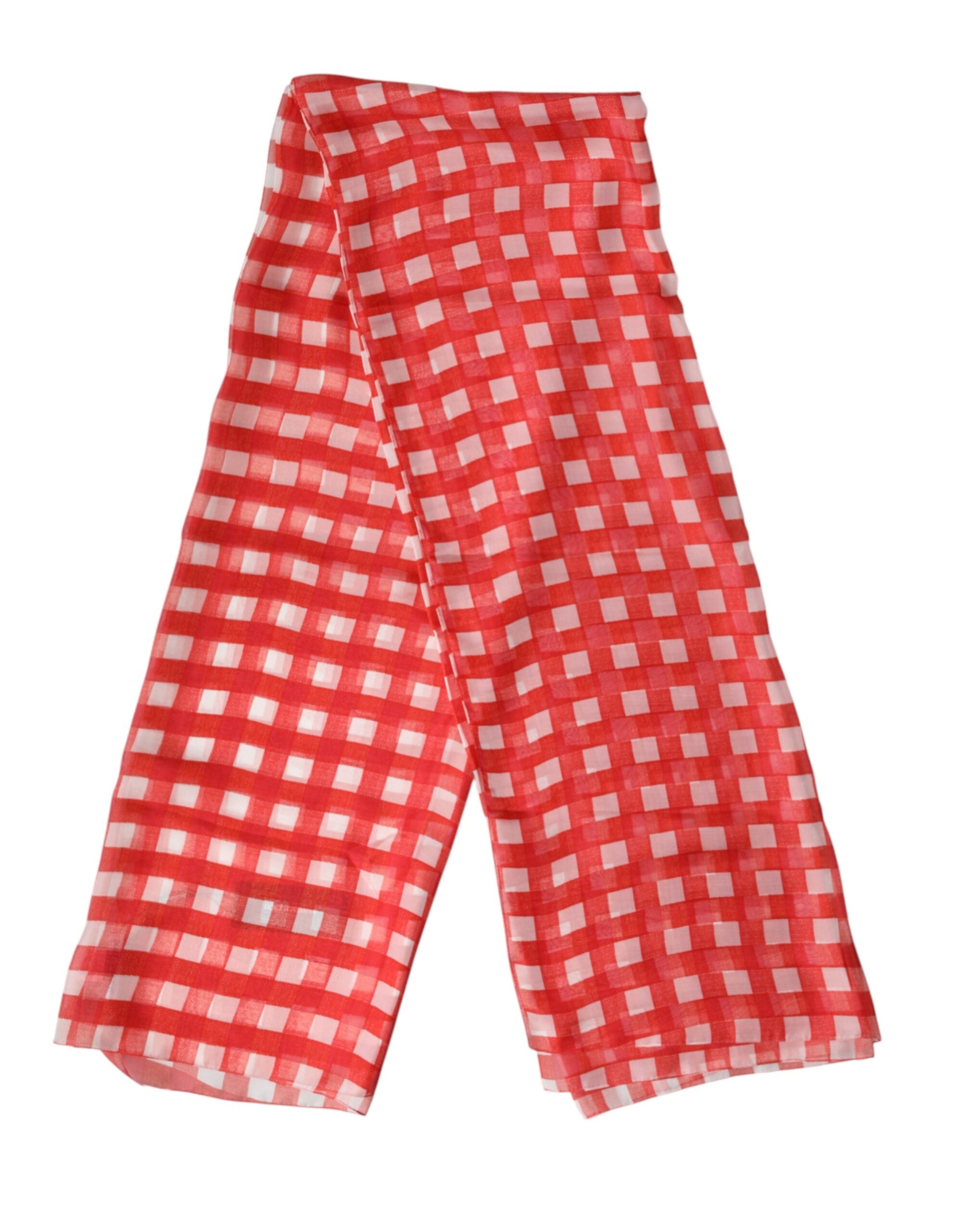 Dolce & Gabbana Rote karierte Stola Schal Wickeltuch Halstuch