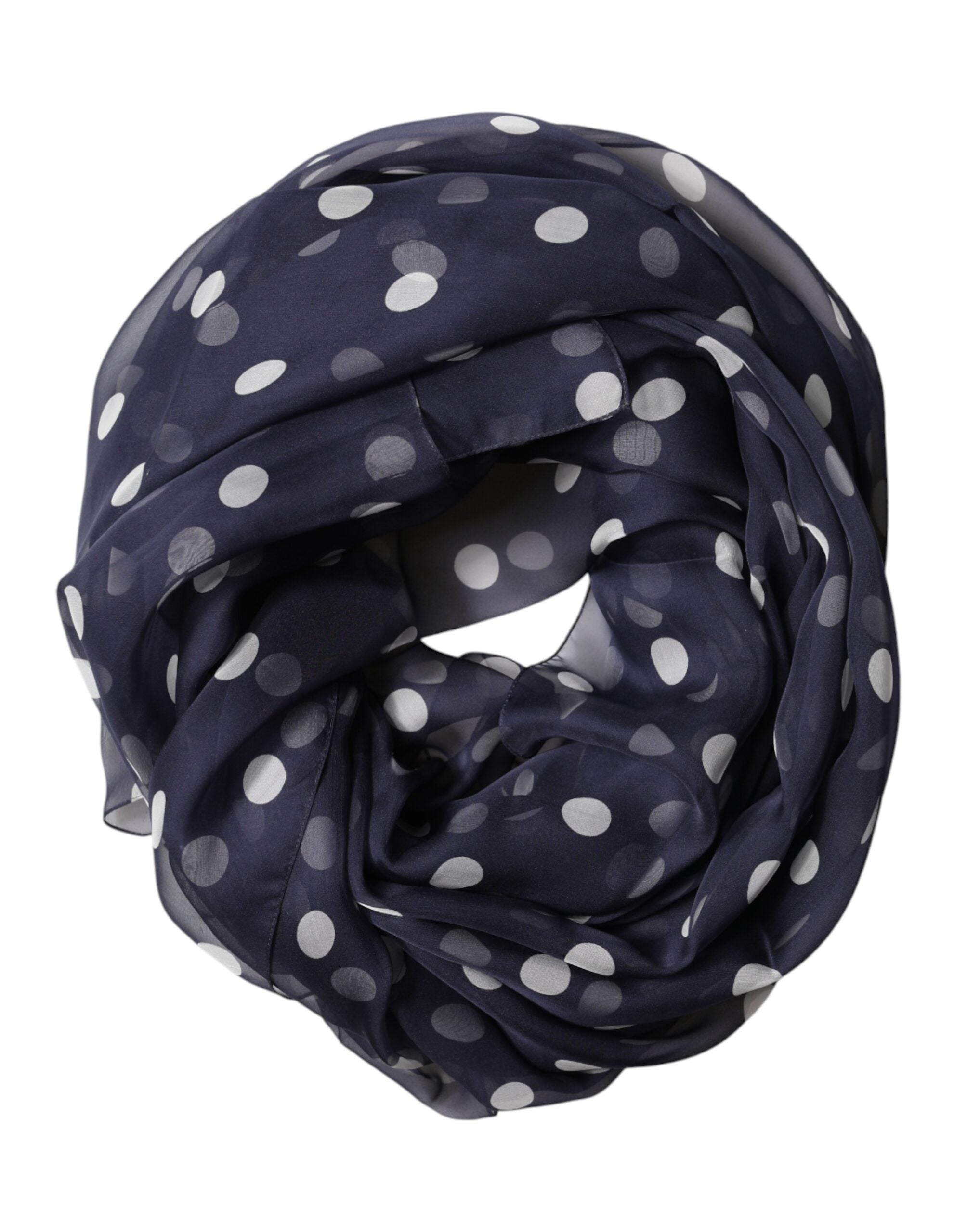 Dolce & Gabbana Blauer Seidenschal mit Polka Dots, 205cm x 132cm
