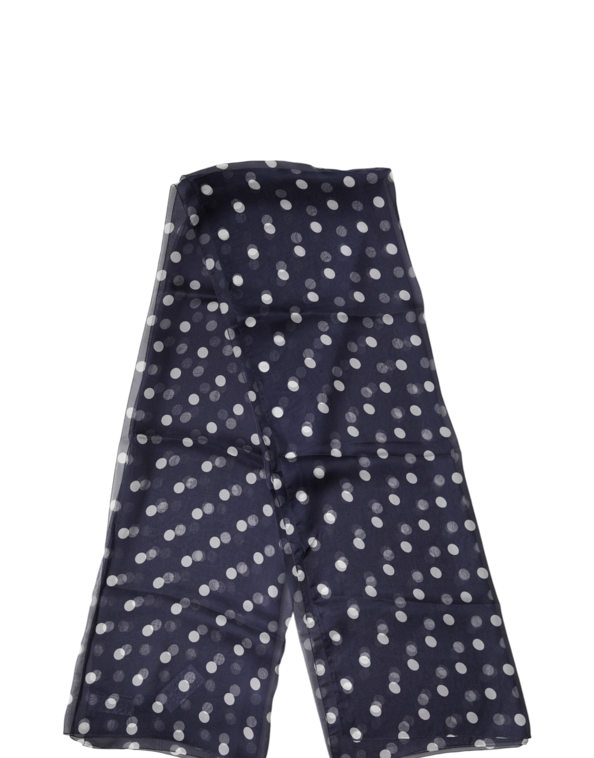 Dolce & Gabbana Blauer Seidenschal mit Polka Dots, 205cm x 132cm