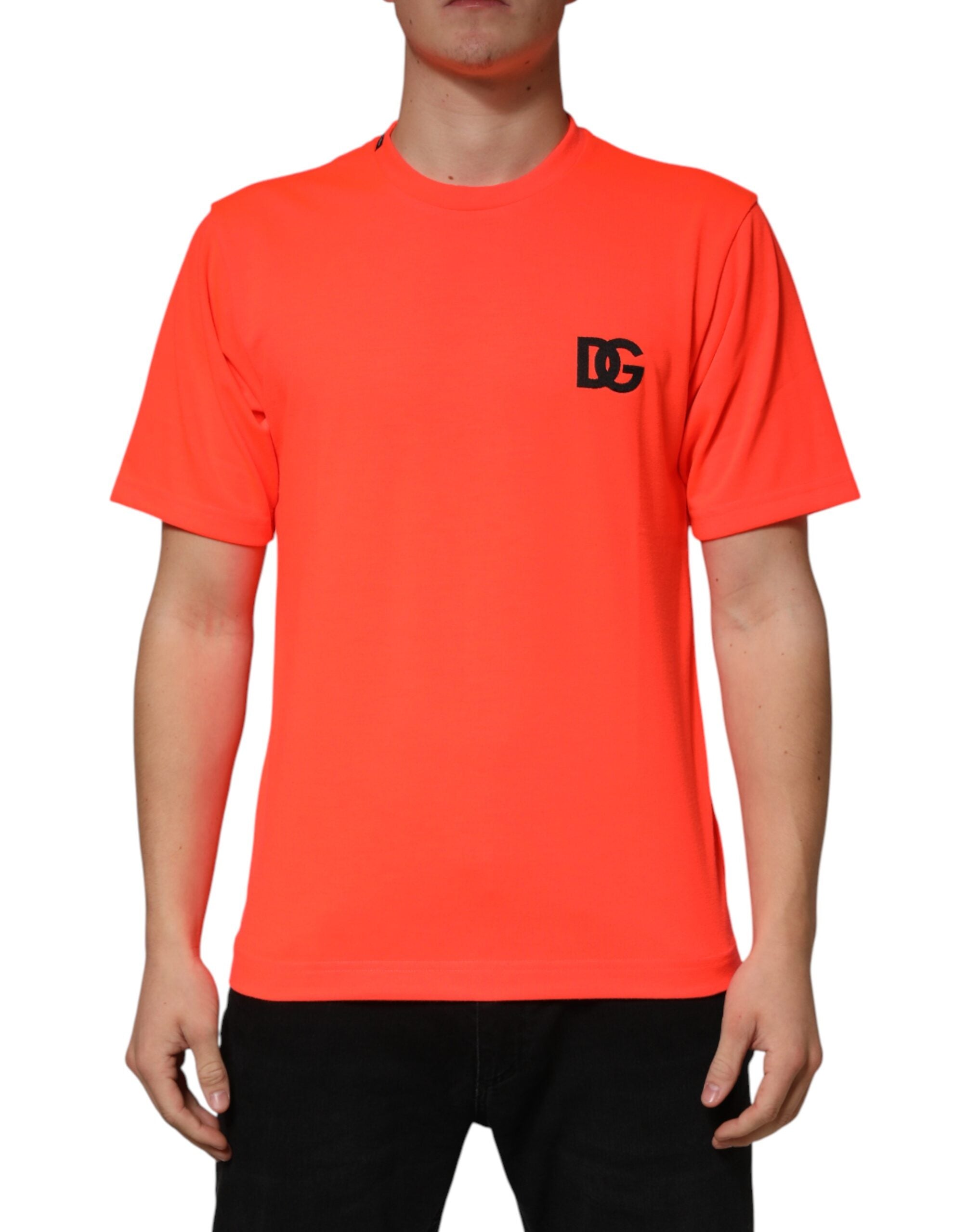 Dolce & Gabbana Neon Orange Polyester Rundhals Herren T-Shirt