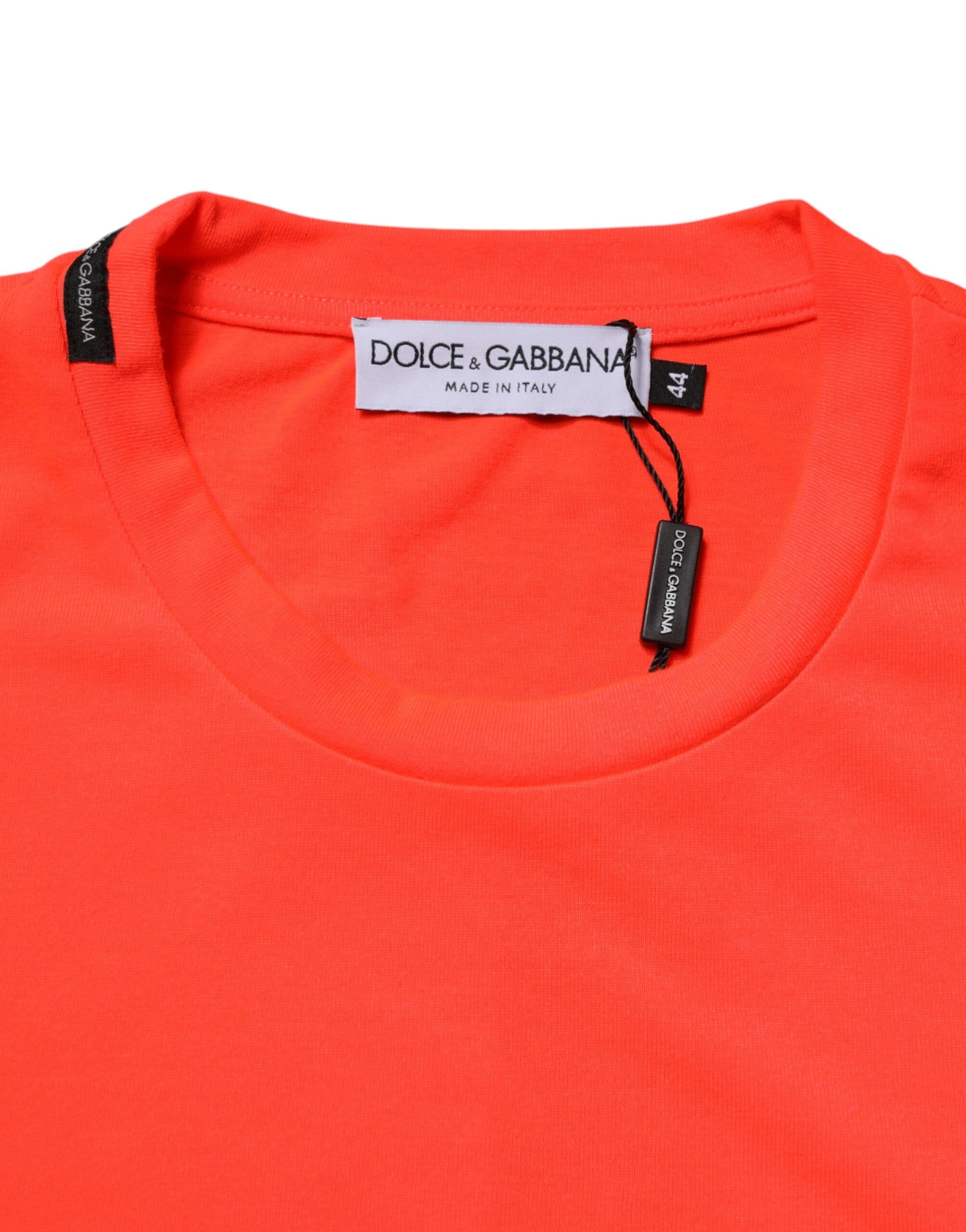 Dolce & Gabbana Neon Orange Polyester Rundhals Herren T-Shirt