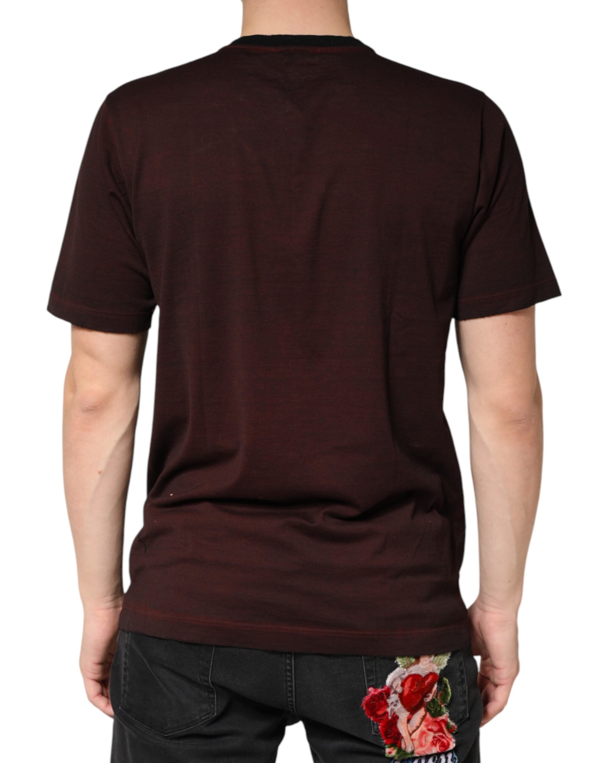 Dolce & Gabbana Maroon DG Crown Baumwoll-Rundhals-T-Shirt für Herren