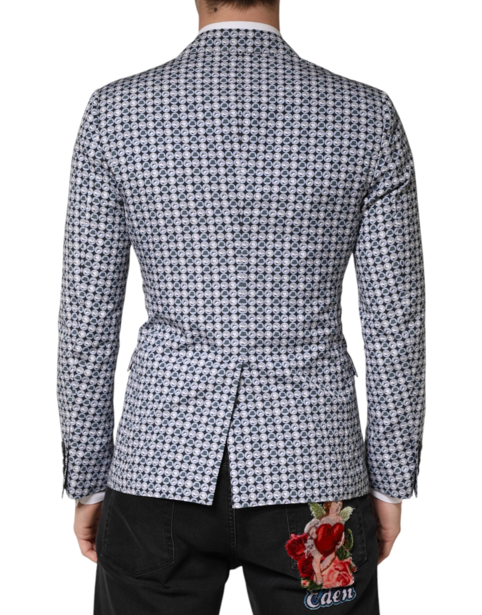 Dolce & Gabbana Blauer Baumwoll-Sakko mit Muster, einreihig