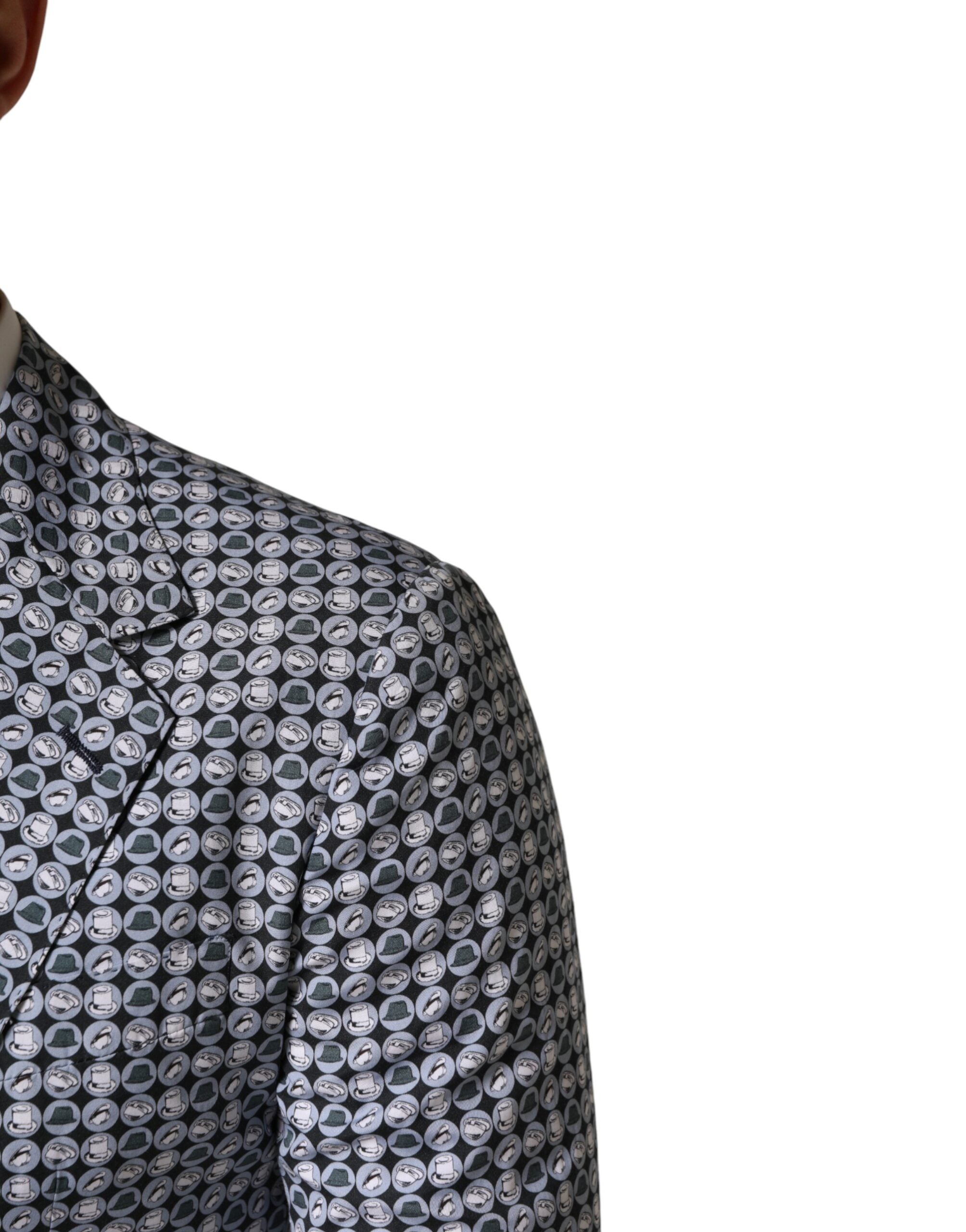 Dolce & Gabbana Blauer Baumwoll-Sakko mit Muster, einreihig